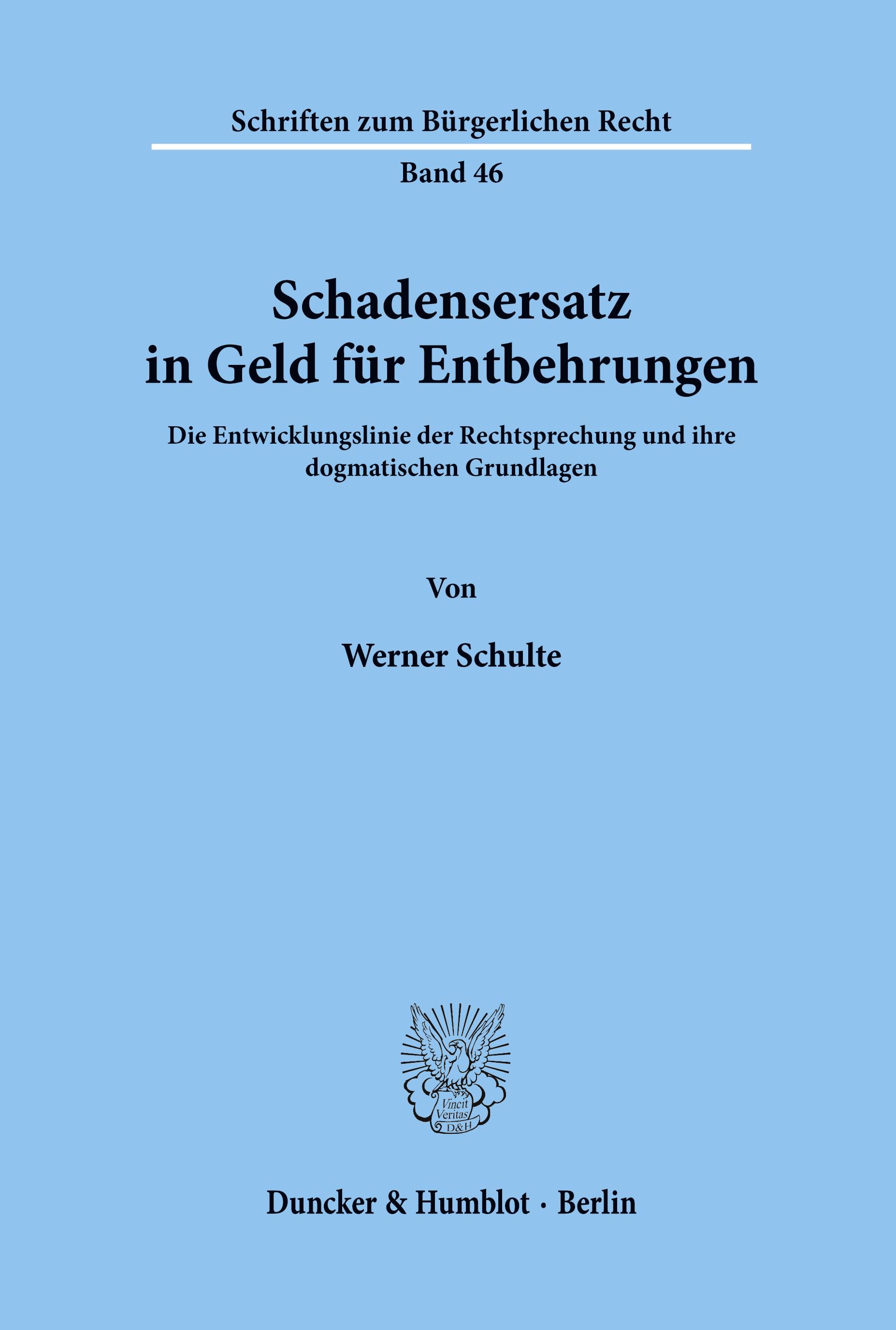 Vorderes Coverbild Schadensersatz in Geld für Entbehrungen.