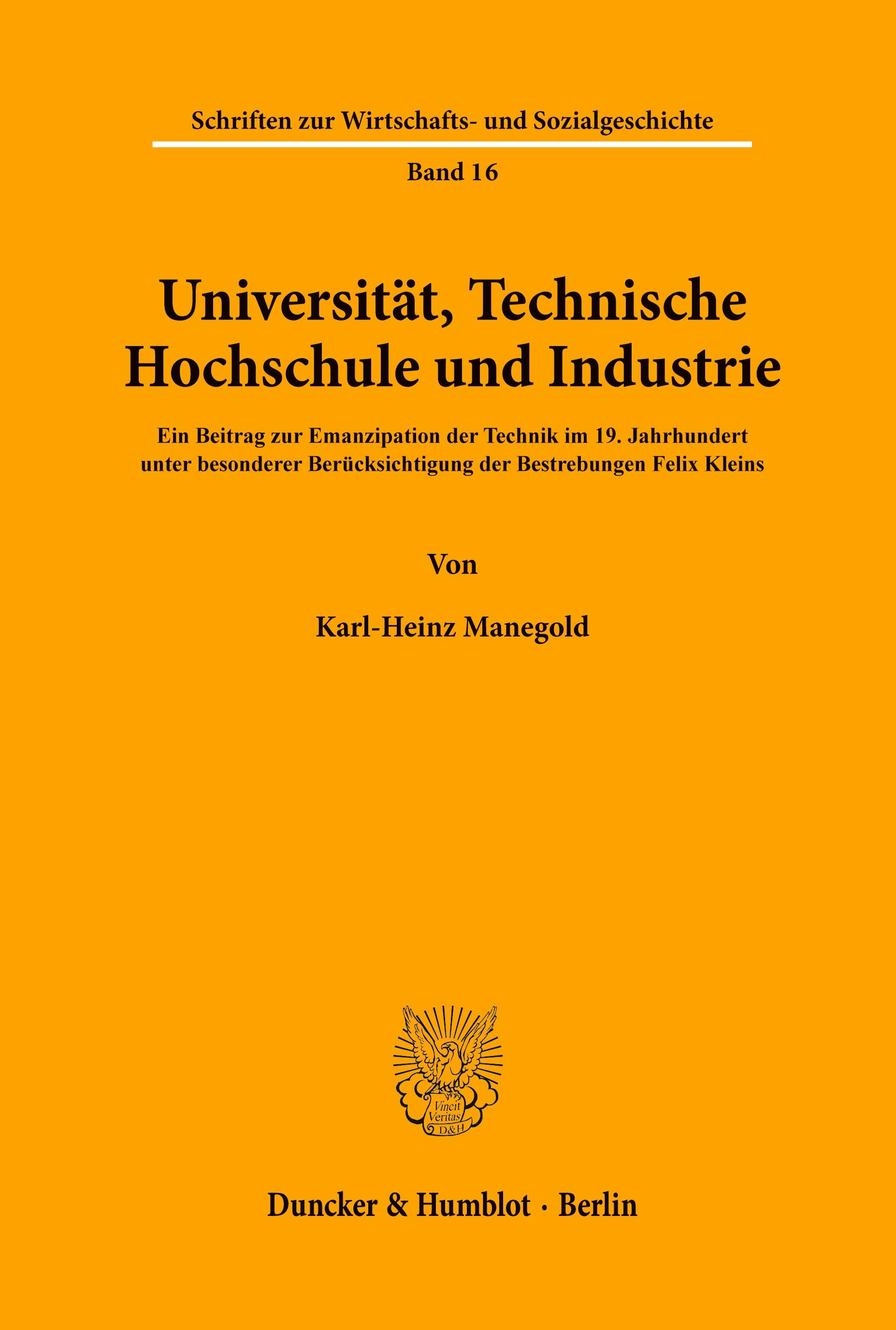 Vorderes Coverbild Universität, Technische Hochschule und Industrie.