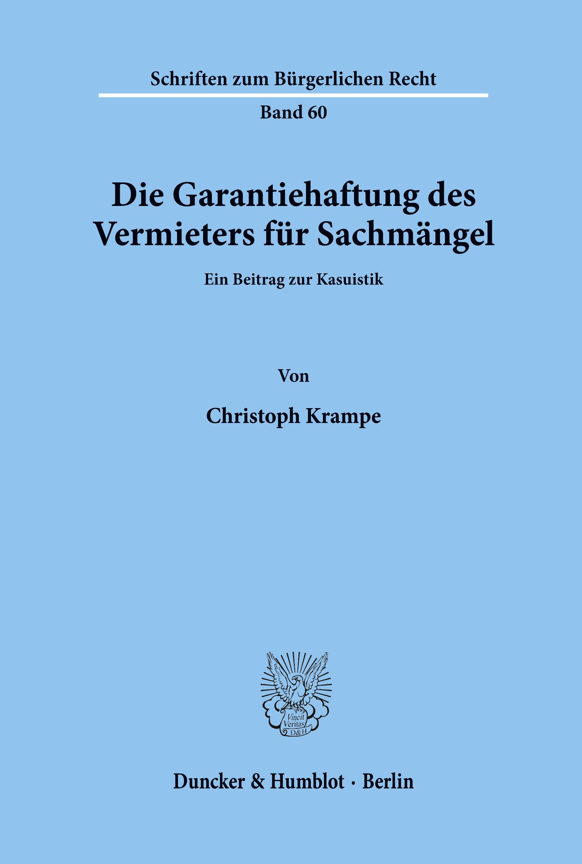 Vorderes Coverbild Die Garantiehaftung des Vermieters für Sachmängel.
