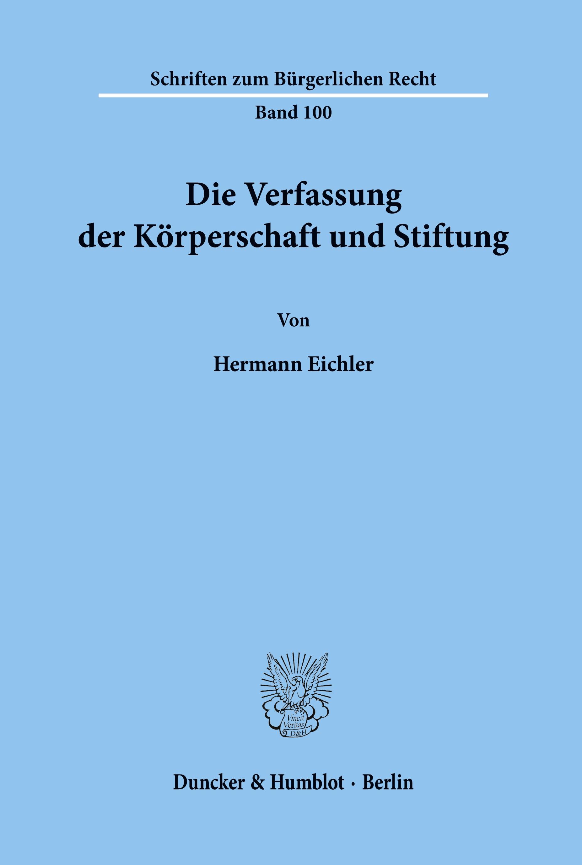 Vorderes Coverbild Die Verfassung der Körperschaft und Stiftung.