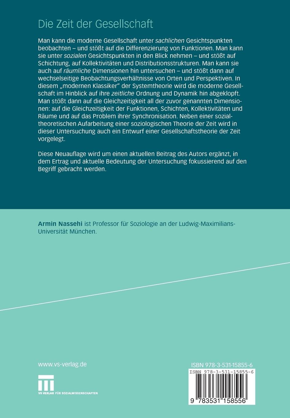 Rückseitencover Die Zeit der Gesellschaft