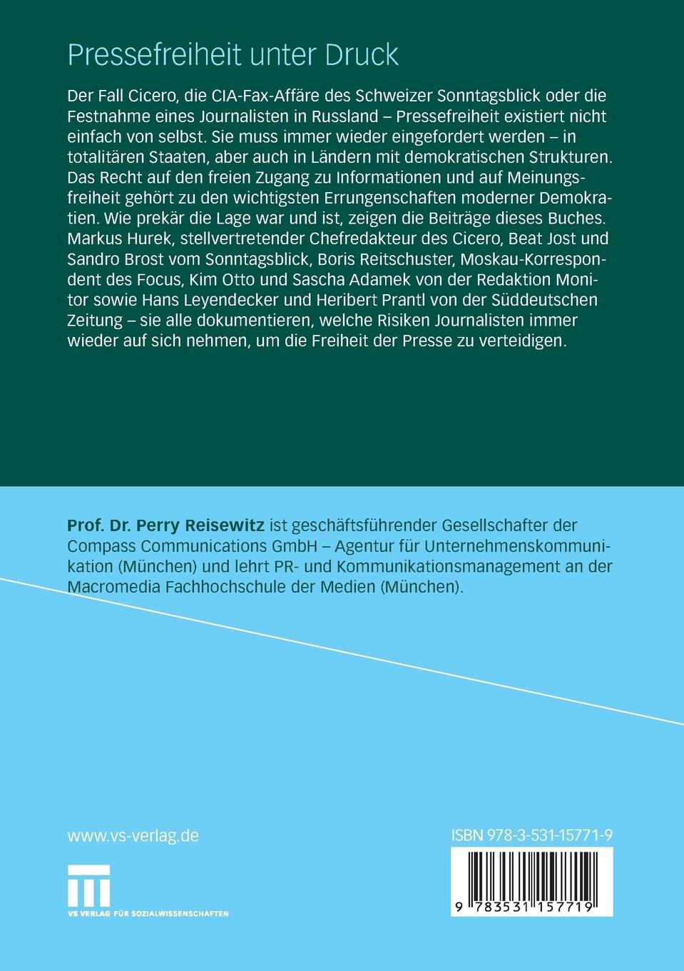 Rückseitencover Pressefreiheit unter Druck