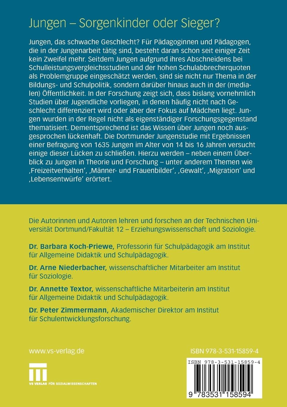 Rückseitencover Jungen - Sorgenkinder oder Sieger?