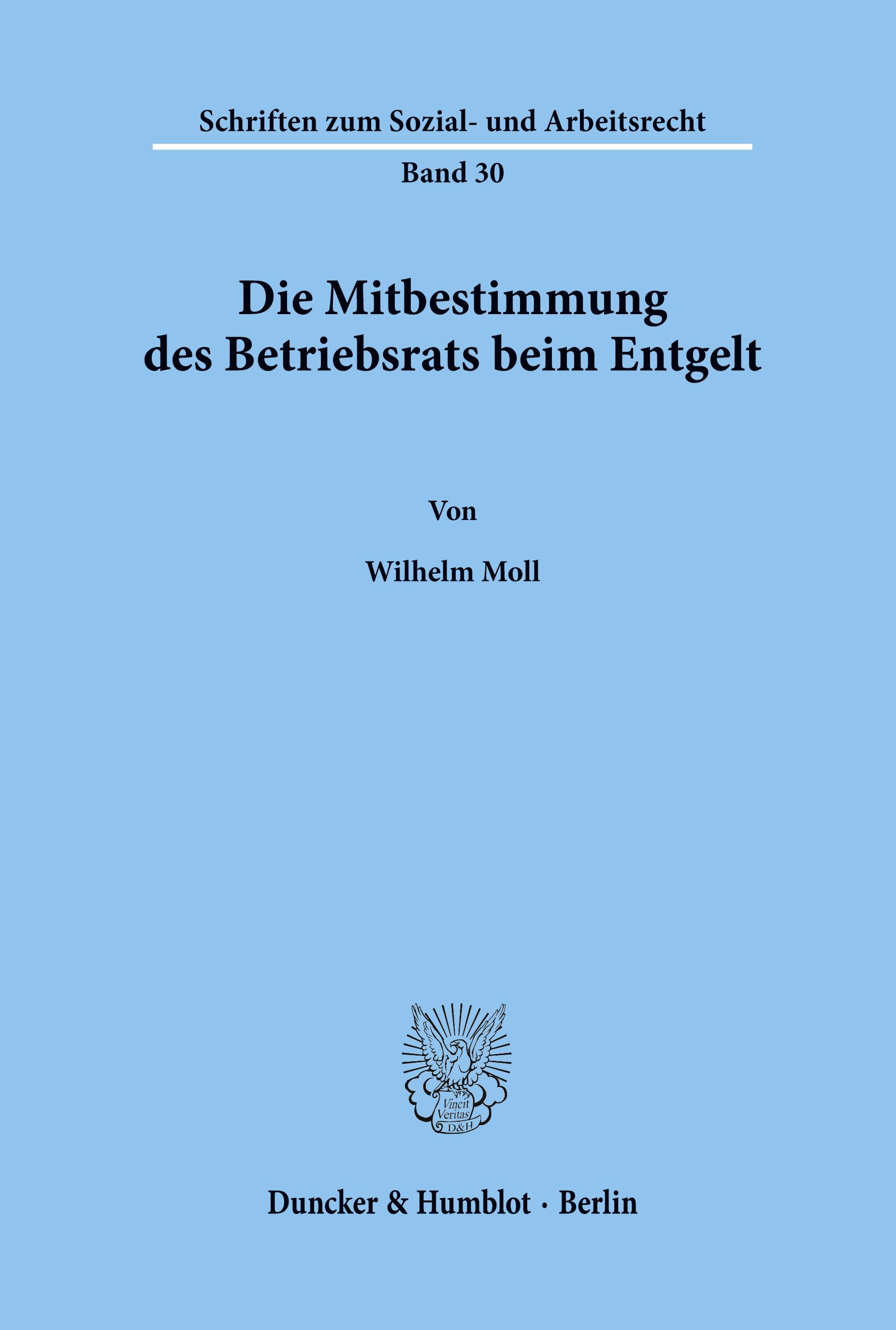 Vorderes Coverbild Die Mitbestimmung des Betriebsrats beim Entgelt.