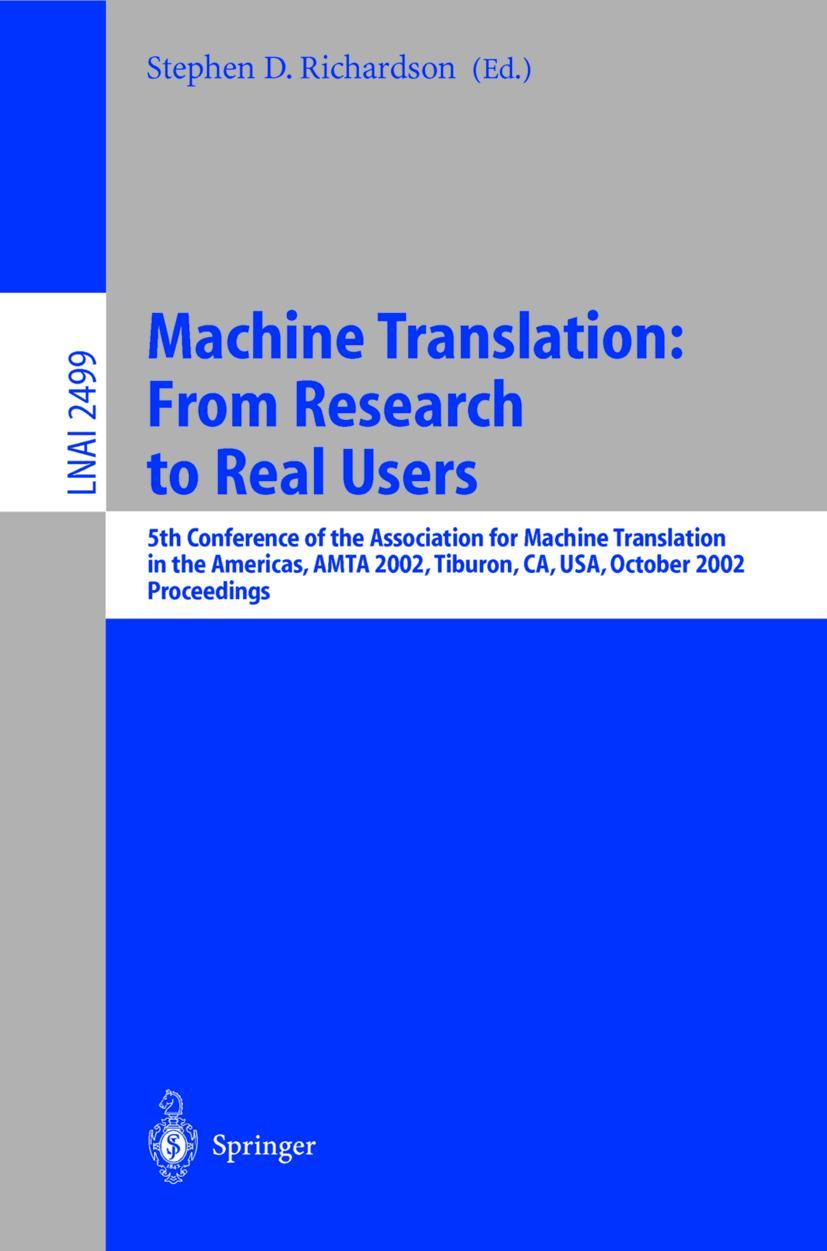 Vorderes Coverbild Machine Translation: From Research to Real Users