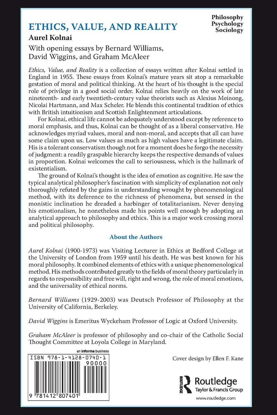 Rückseitencover Ethics, Value, and Reality