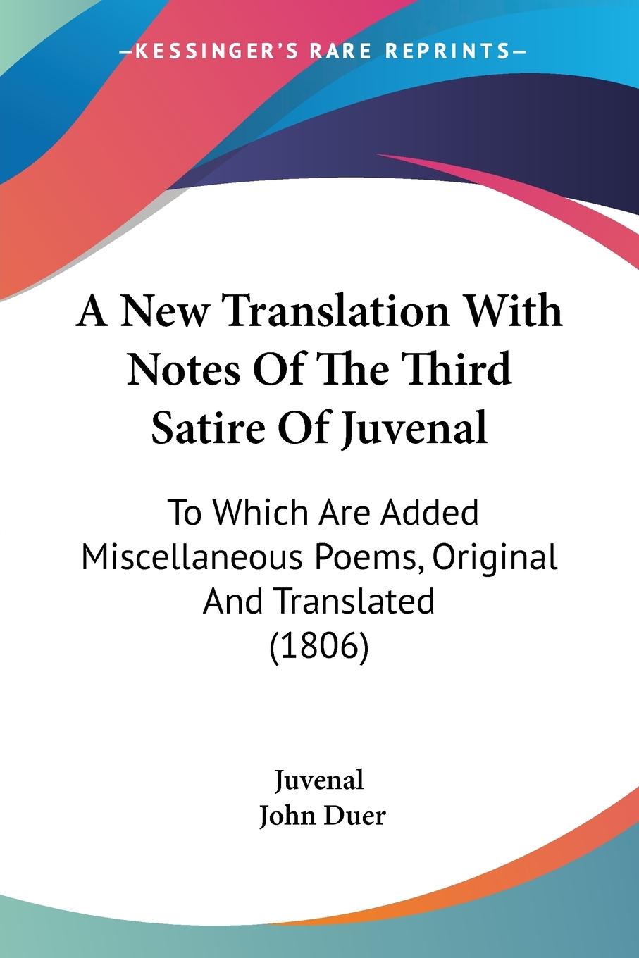 Vorderes Coverbild A New Translation With Notes Of The Third Satire Of Juvenal