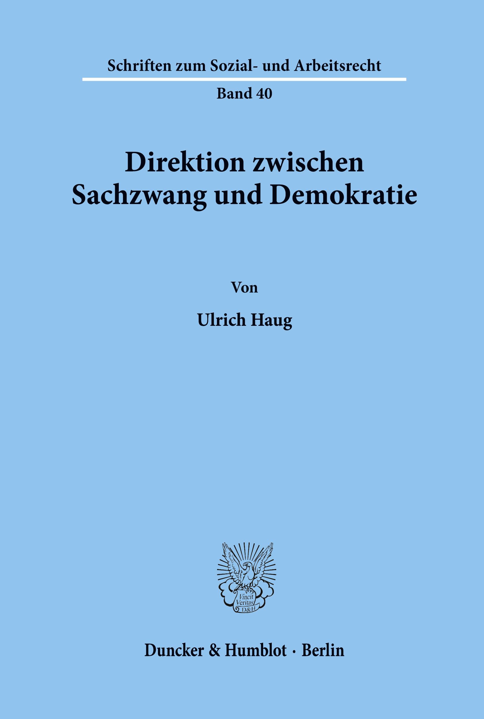 Vorderes Coverbild Direktion zwischen Sachzwang und Demokratie.