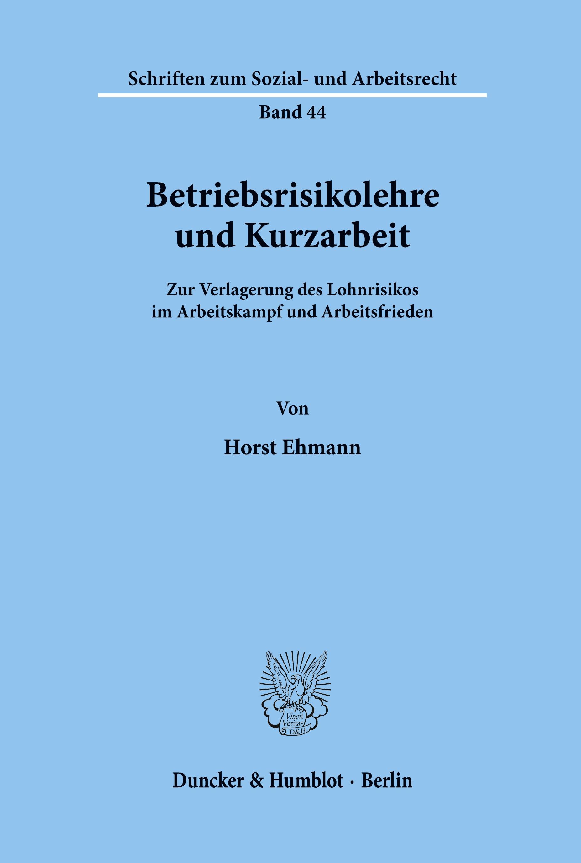 Vorderes Coverbild Betriebsrisikolehre und Kurzarbeit.