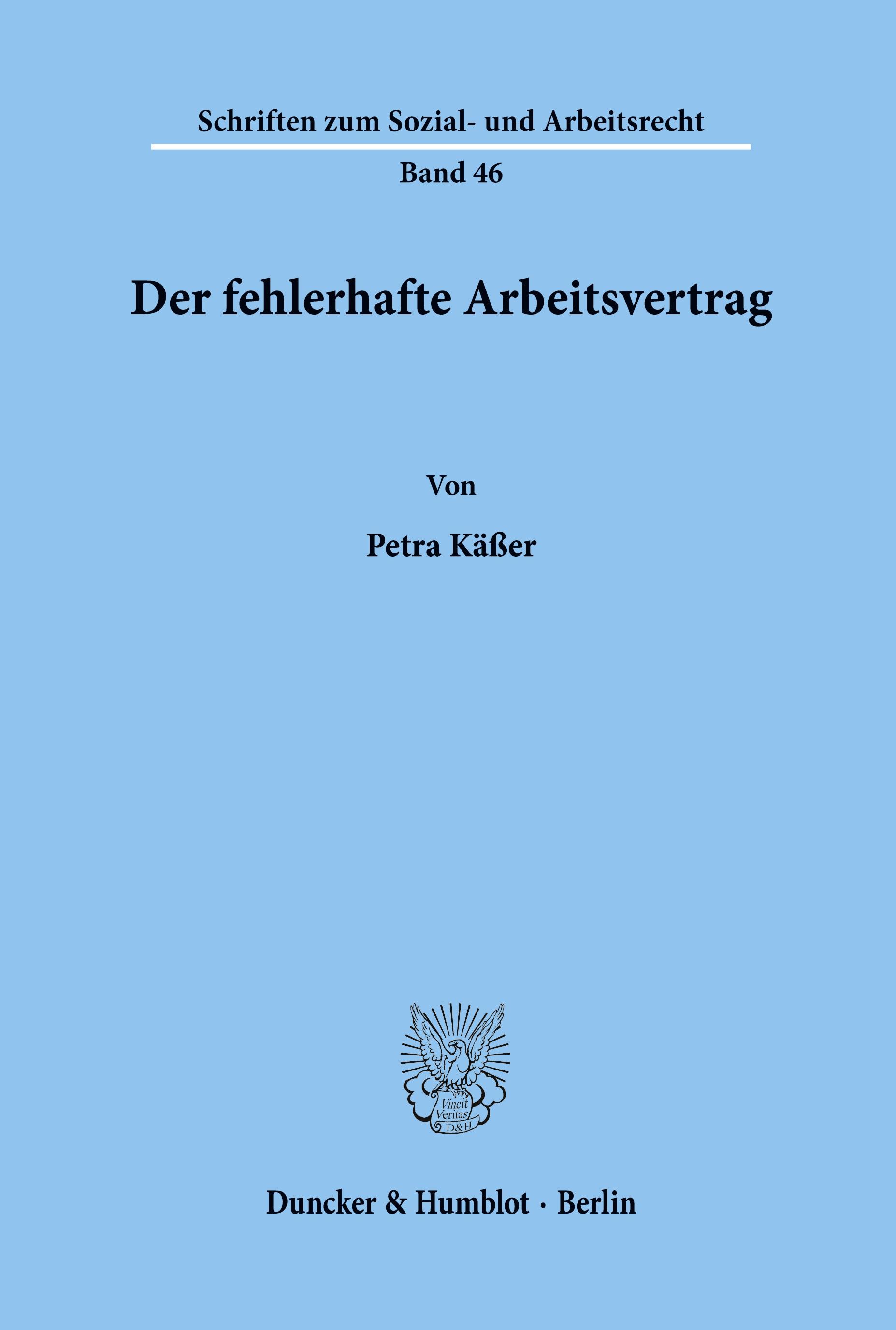 Vorderes Coverbild Der fehlerhafte Arbeitsvertrag.