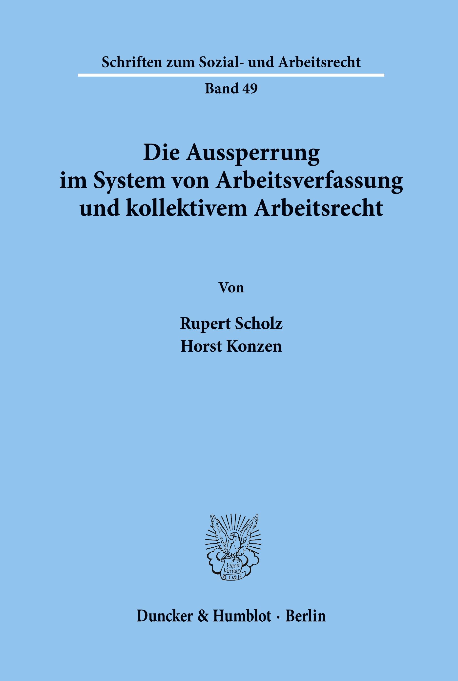 Vorderes Coverbild Die Aussperrung im System von Arbeitsverfassung und kollektivem Arbeitsrecht.