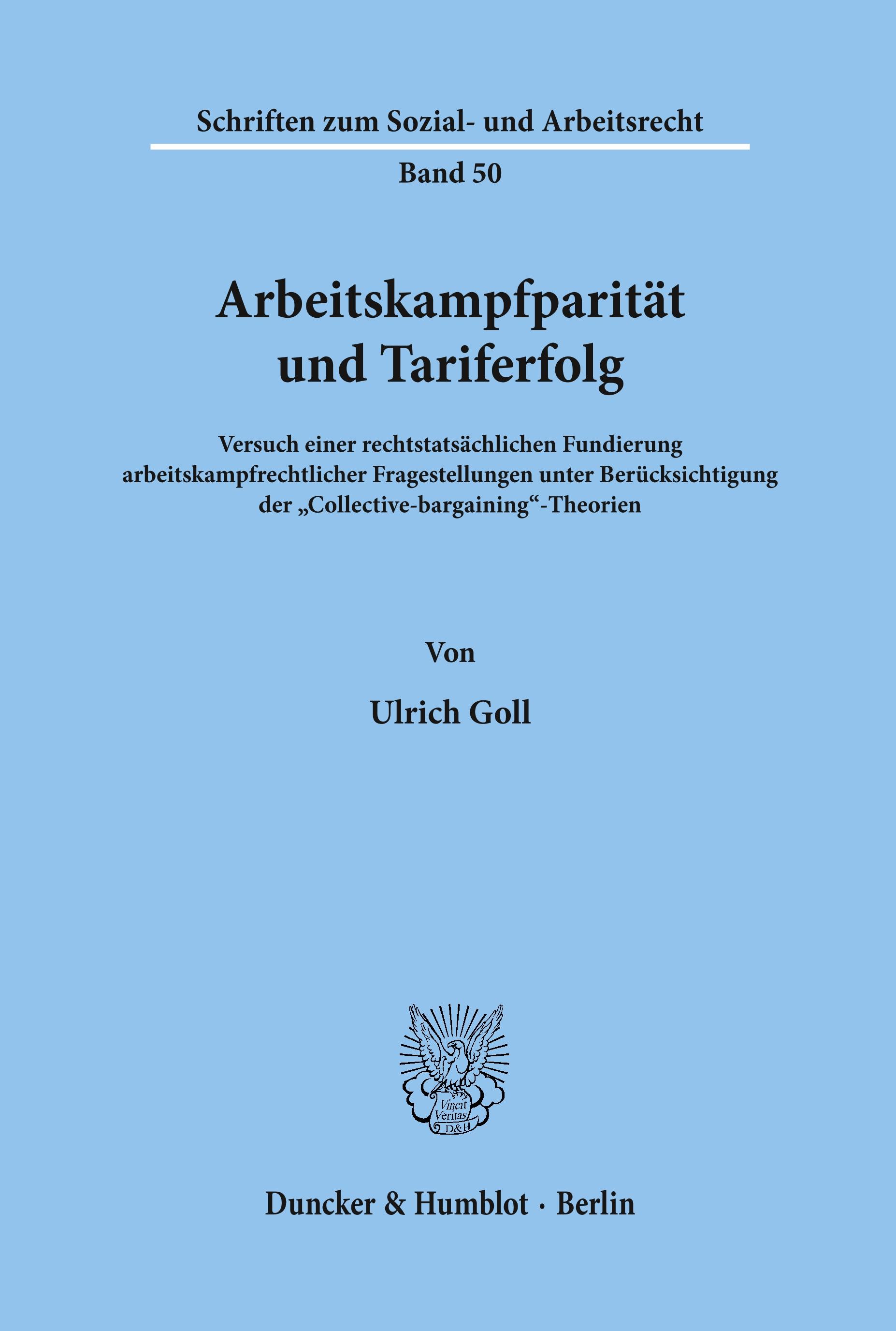 Vorderes Coverbild Arbeitskampfparität und Tariferfolg.