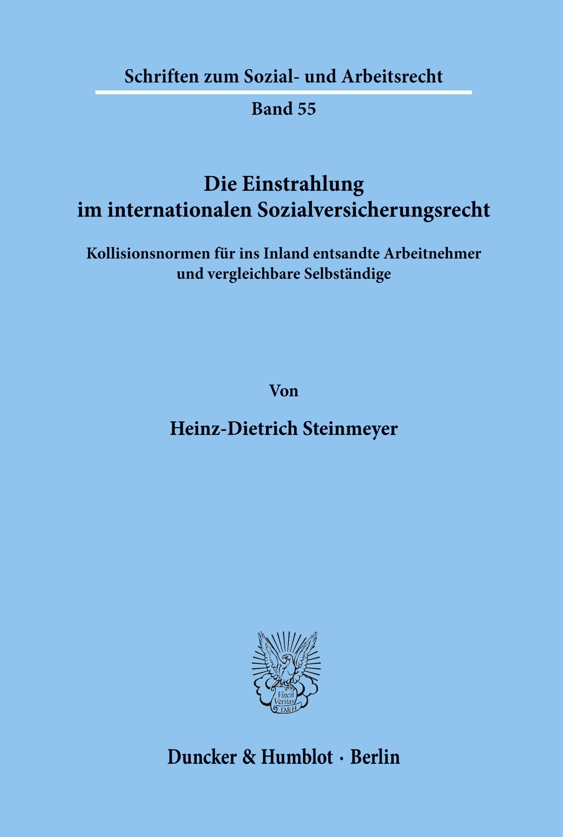 Vorderes Coverbild Die Einstrahlung im internationalen Sozialversicherungsrecht.