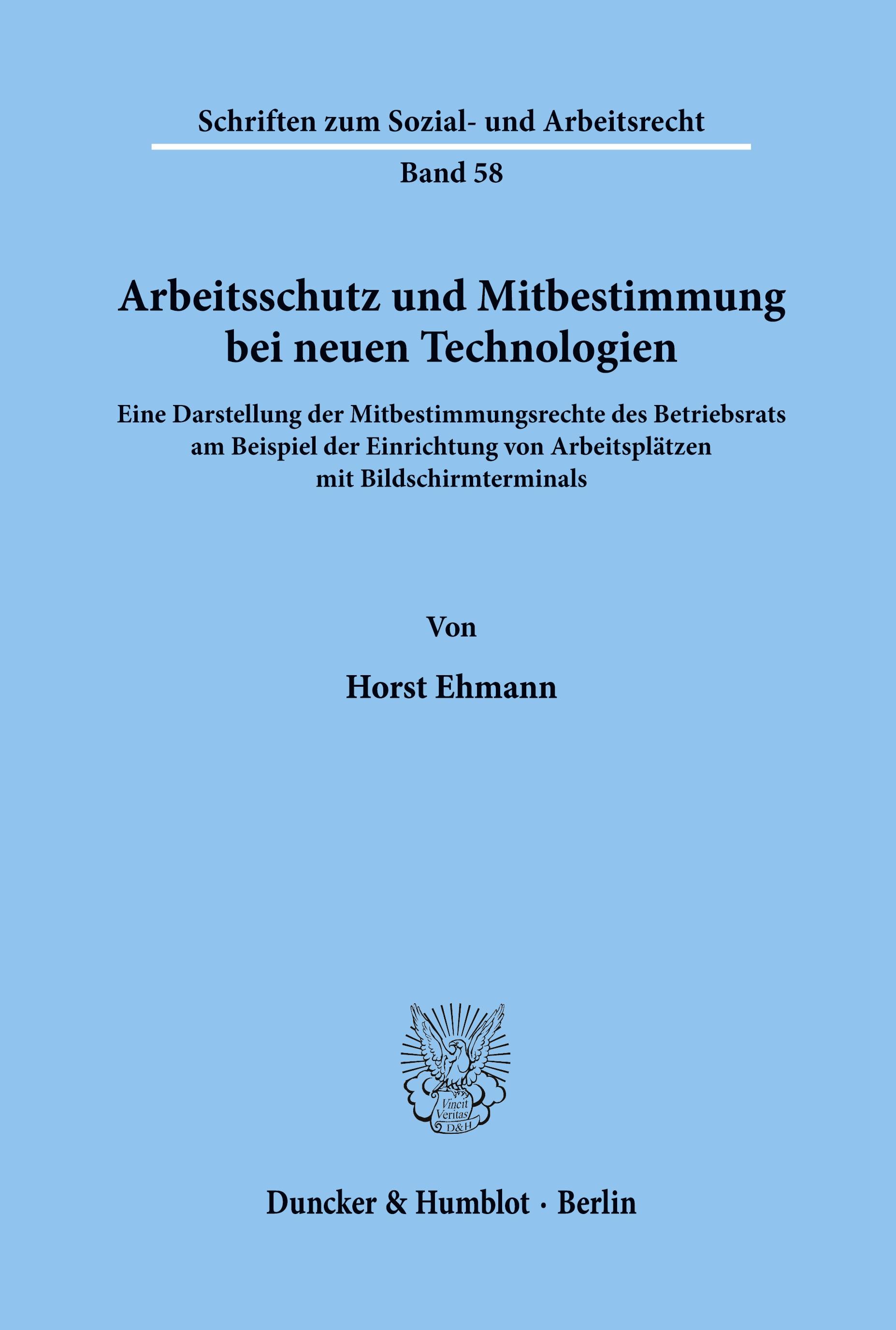 Vorderes Coverbild Arbeitsschutz und Mitbestimmung bei neuen Technologien.