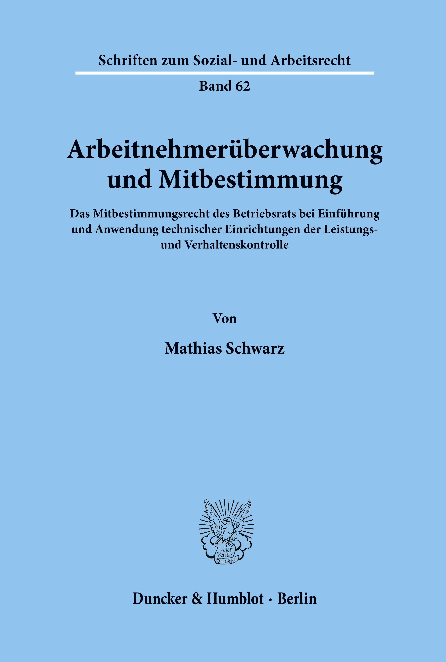 Vorderes Coverbild Arbeitnehmerüberwachung und Mitbestimmung.