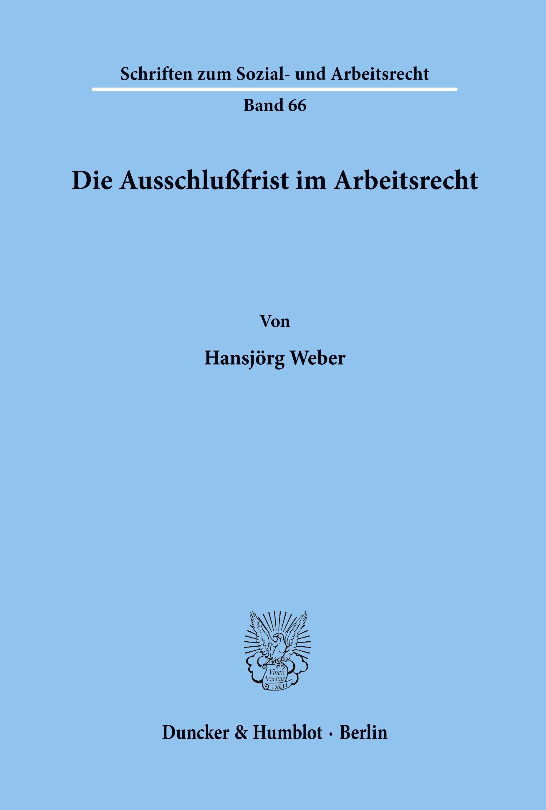 Vorderes Coverbild Die Ausschlußfrist im Arbeitsrecht.