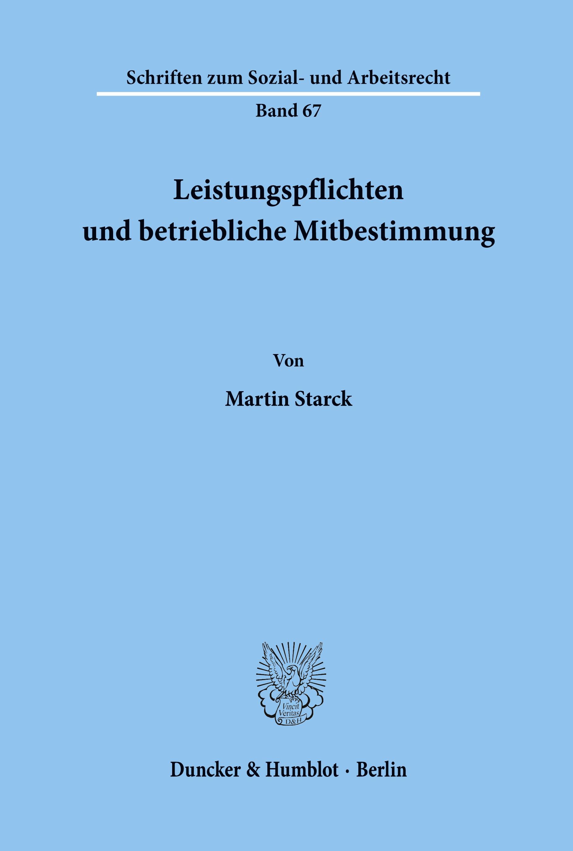 Vorderes Coverbild Leistungspflichten und betriebliche Mitbestimmung.