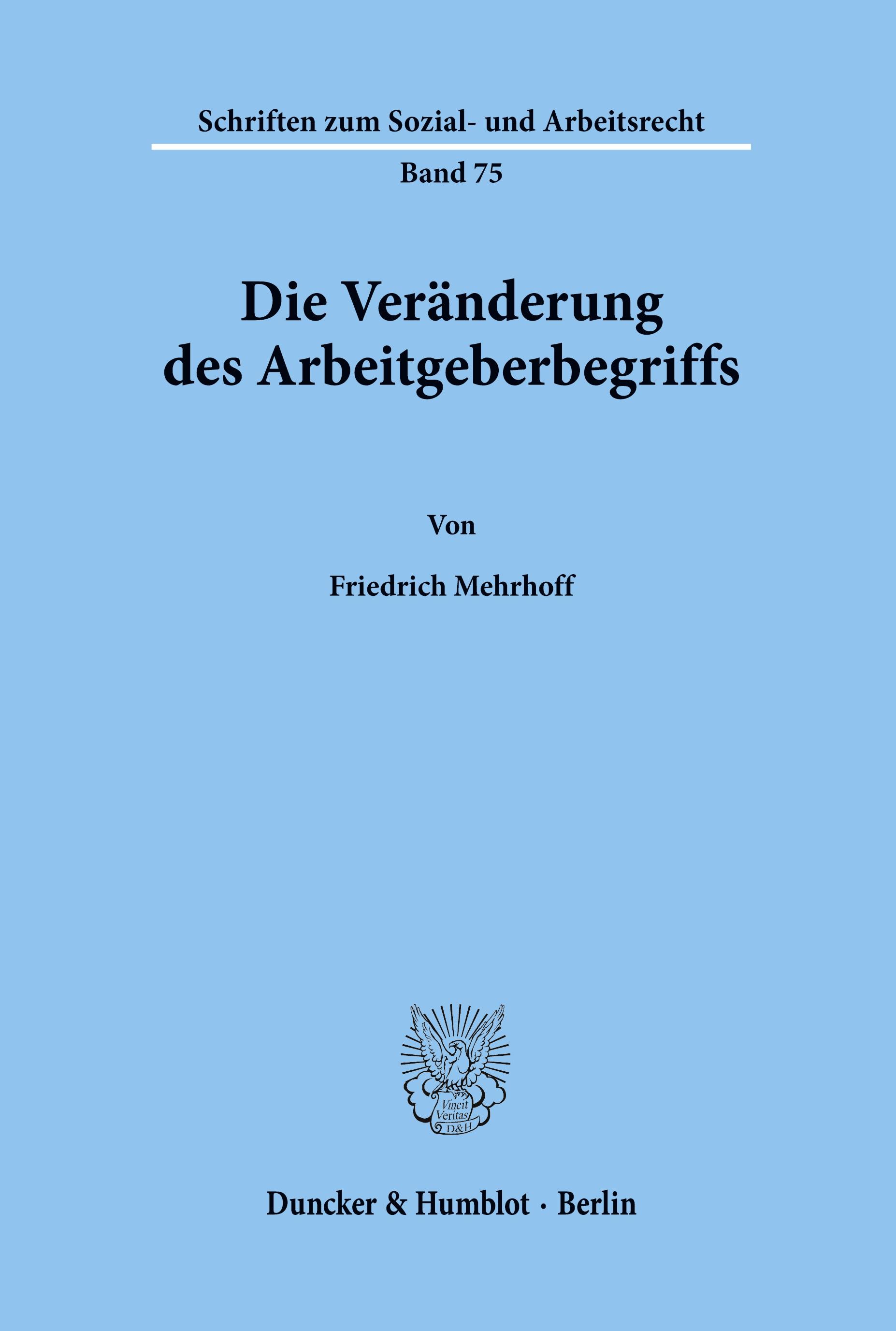 Vorderes Coverbild Die Veränderung des Arbeitgeberbegriffs.
