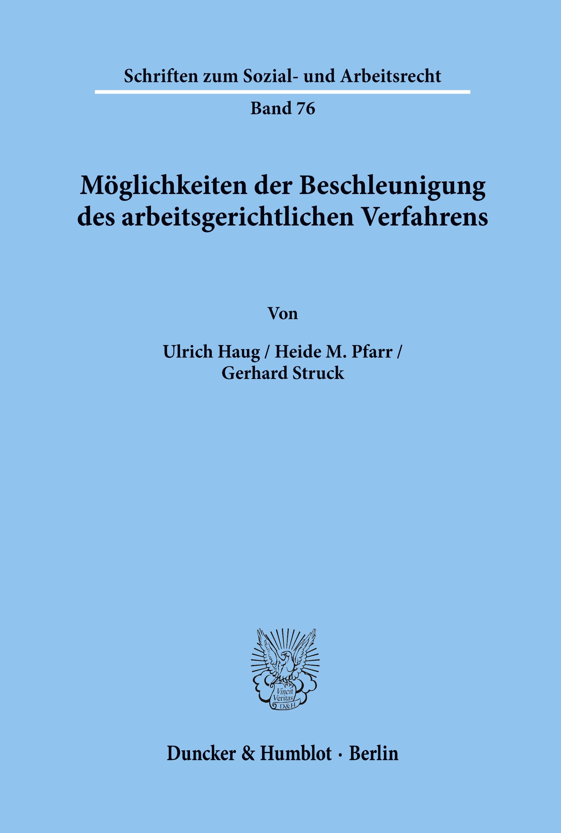 Vorderes Coverbild Möglichkeiten der Beschleunigung des arbeitsgerichtlichen Verfahrens.