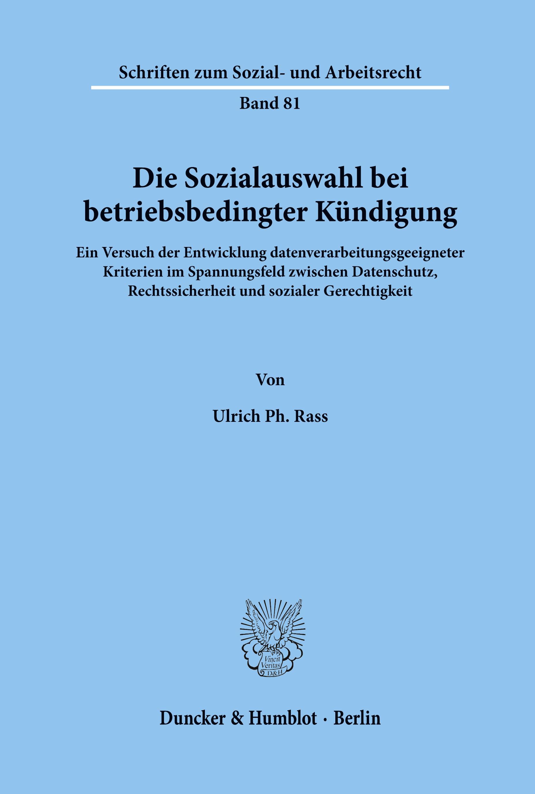 Vorderes Coverbild Die Sozialauswahl bei betriebsbedingter Kündigung.