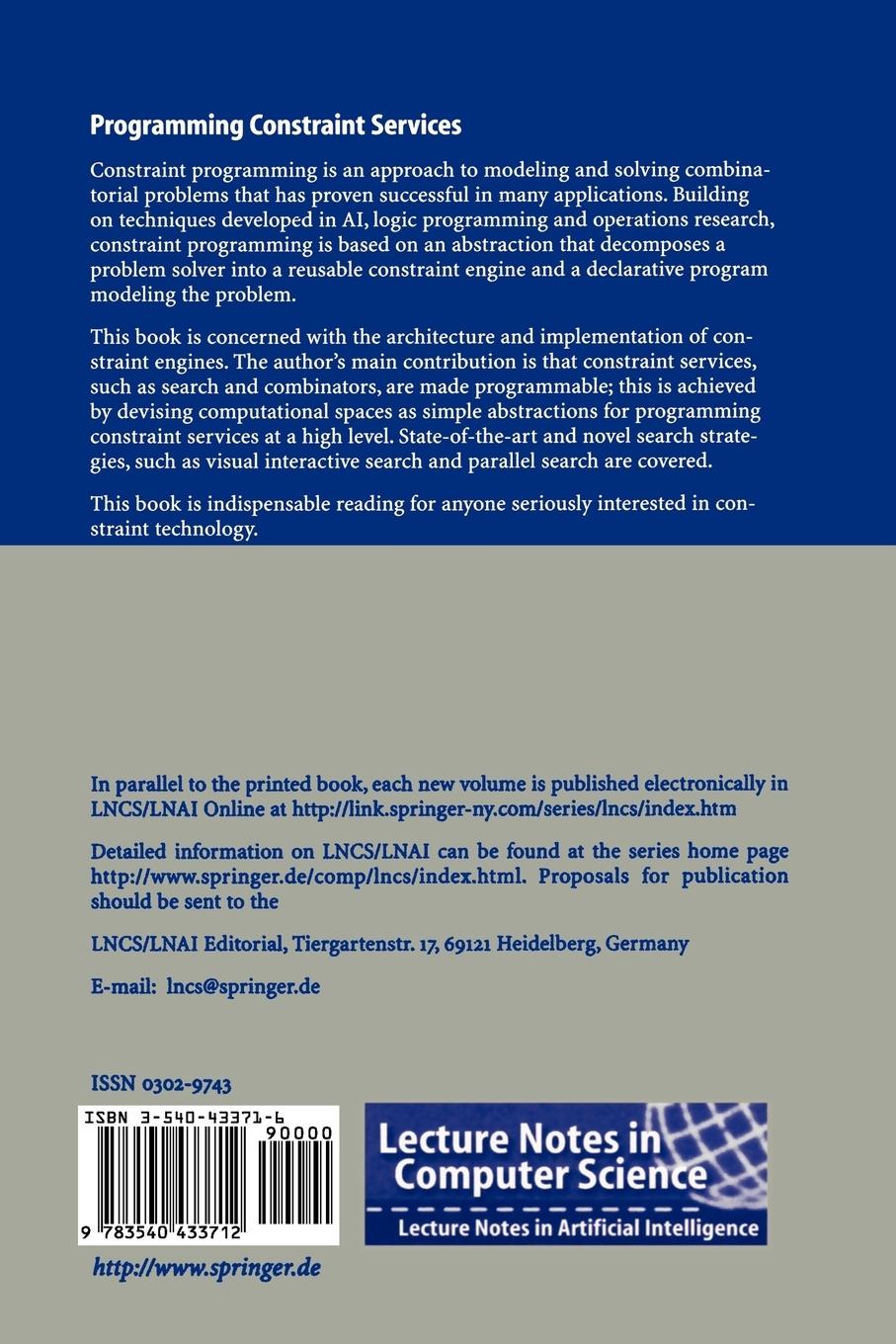 Rückseitencover Programming Constraint Services