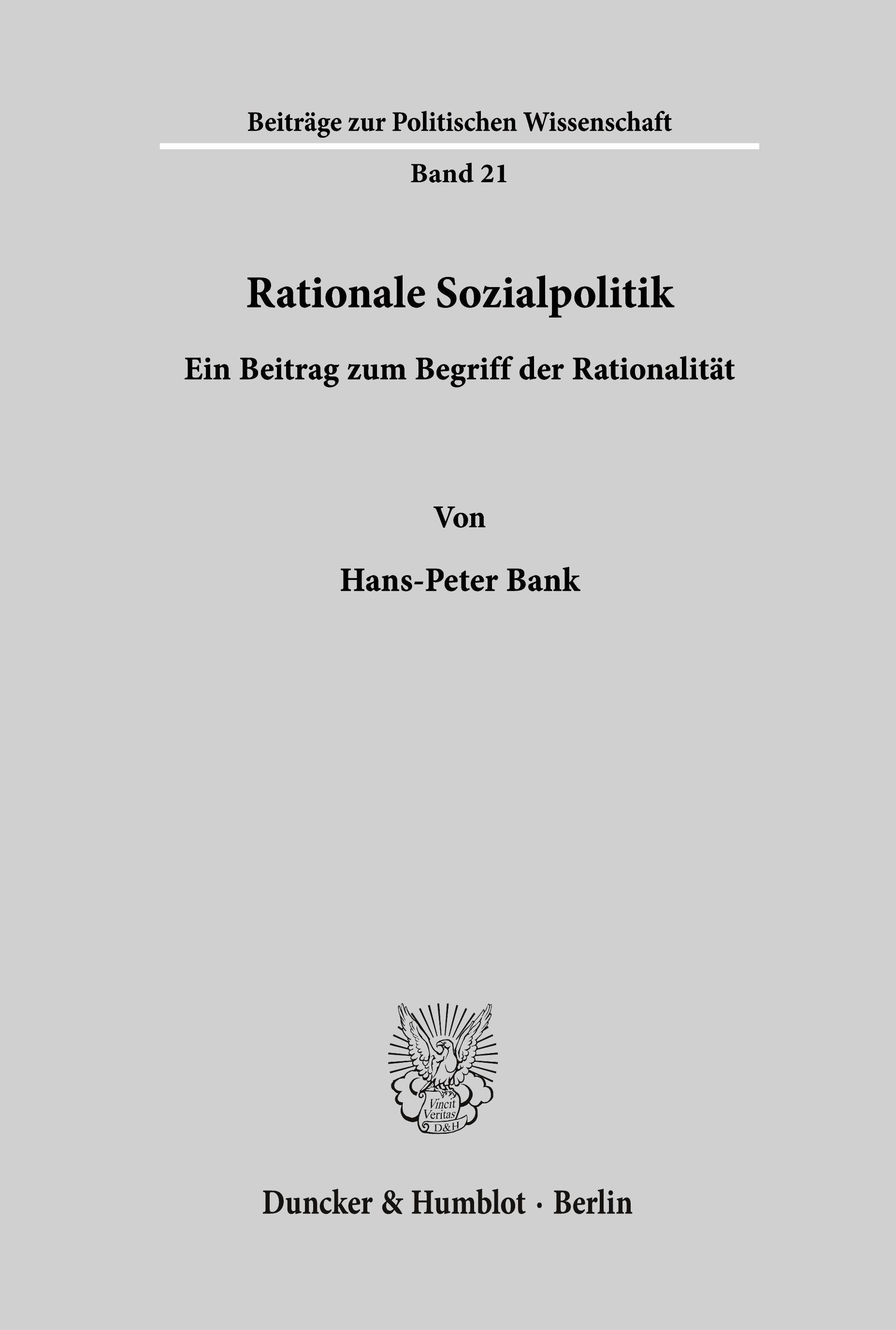 Vorderes Coverbild Rationale Sozialpolitik.