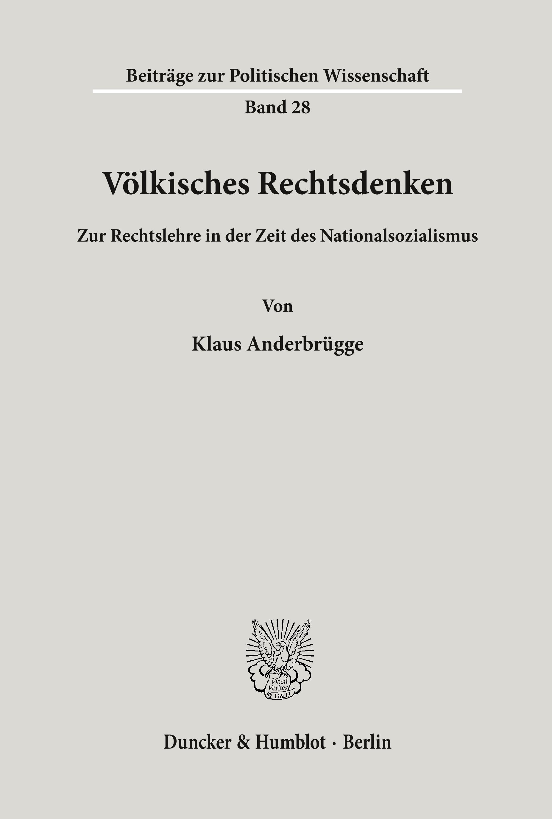 Vorderes Coverbild Völkisches Rechtsdenken.