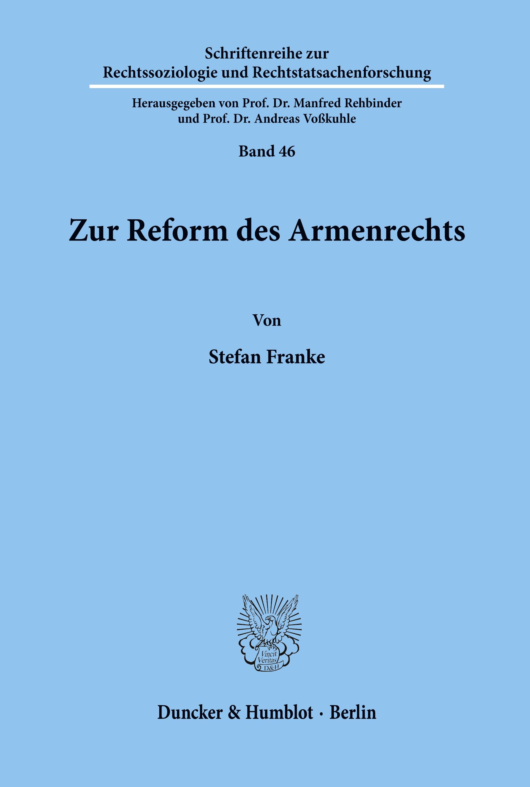 Vorderes Coverbild Zur Reform des Armenrechts.