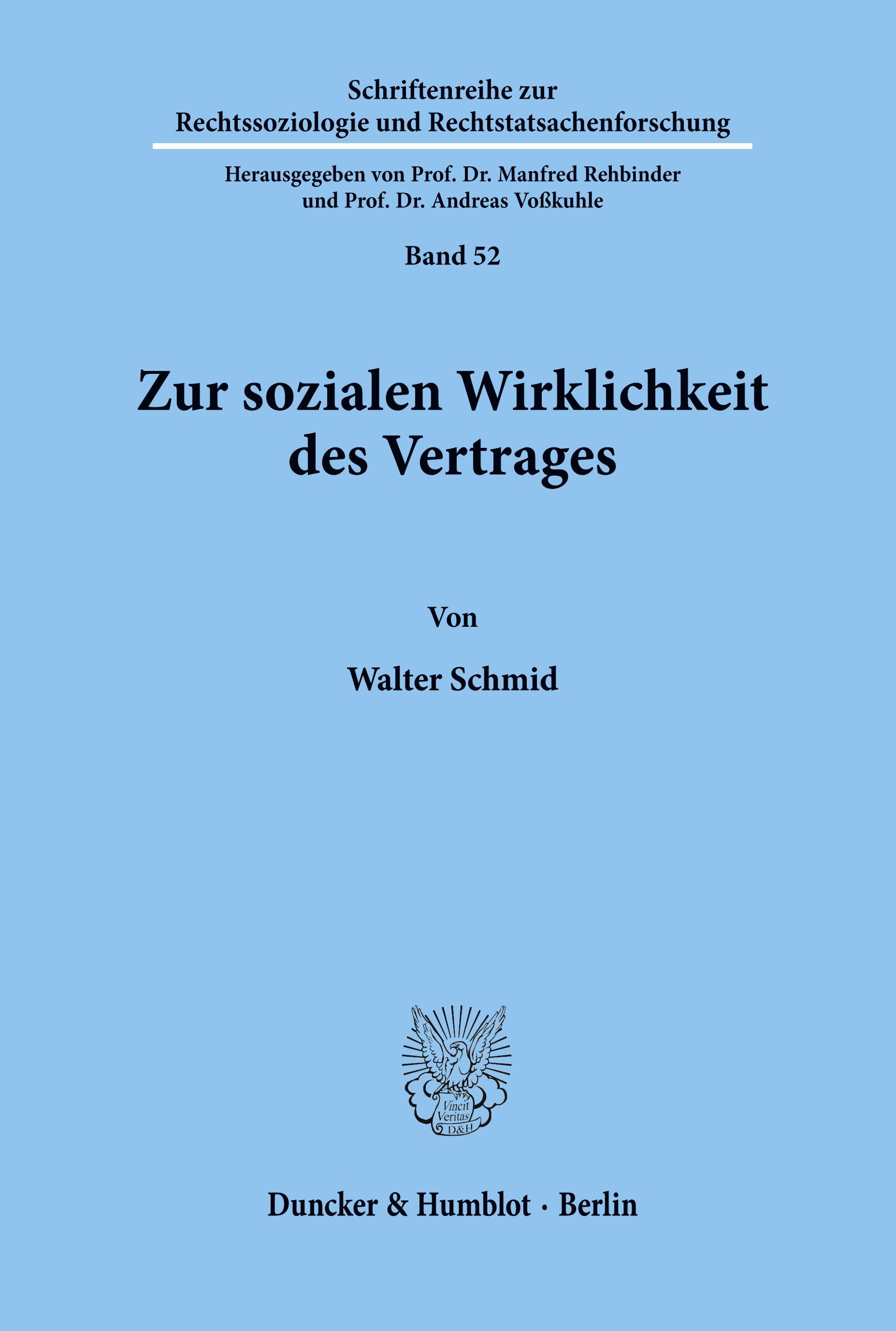 Vorderes Coverbild Zur sozialen Wirklichkeit des Vertrages.