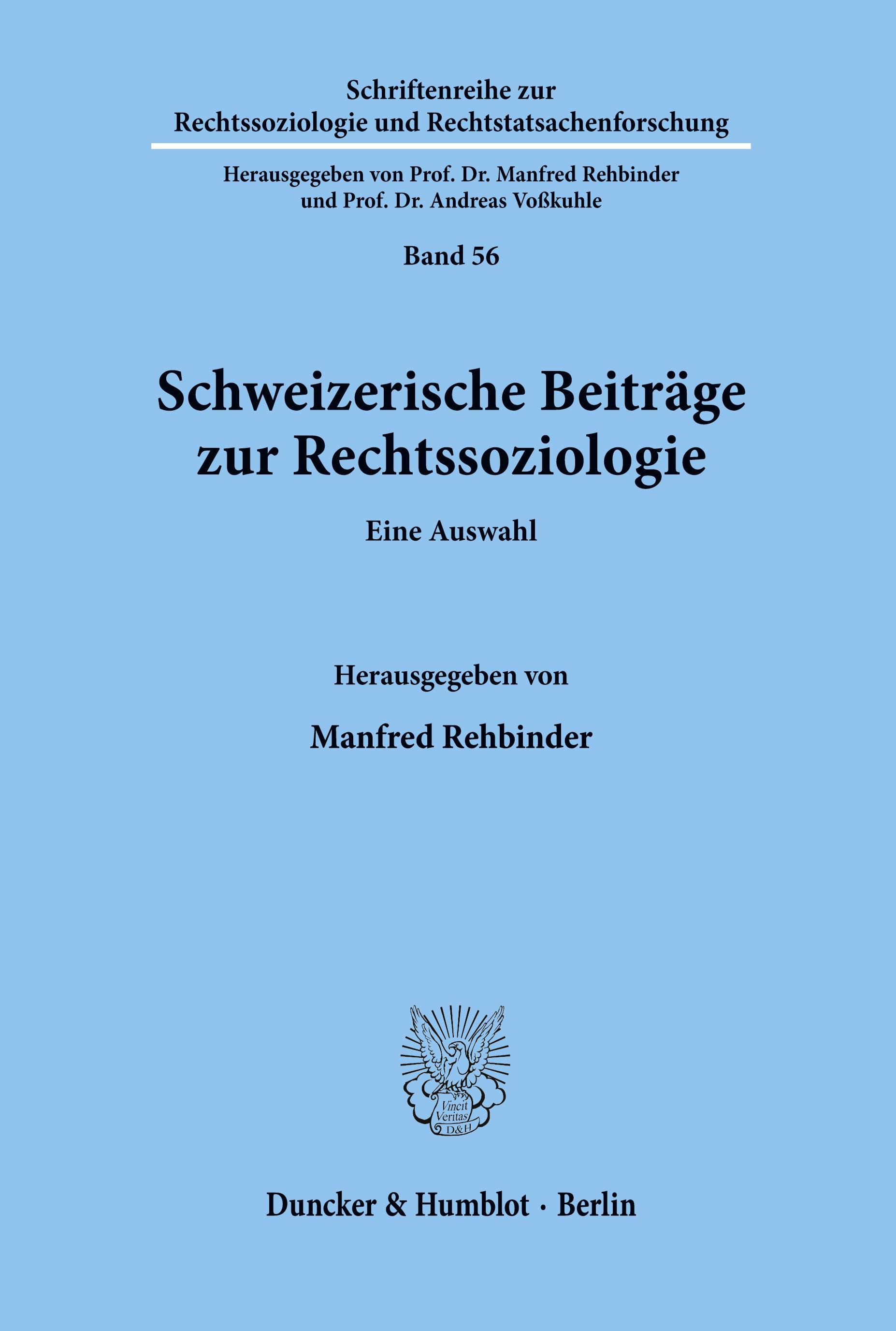 Vorderes Coverbild Schweizerische Beiträge zur Rechtssoziologie.