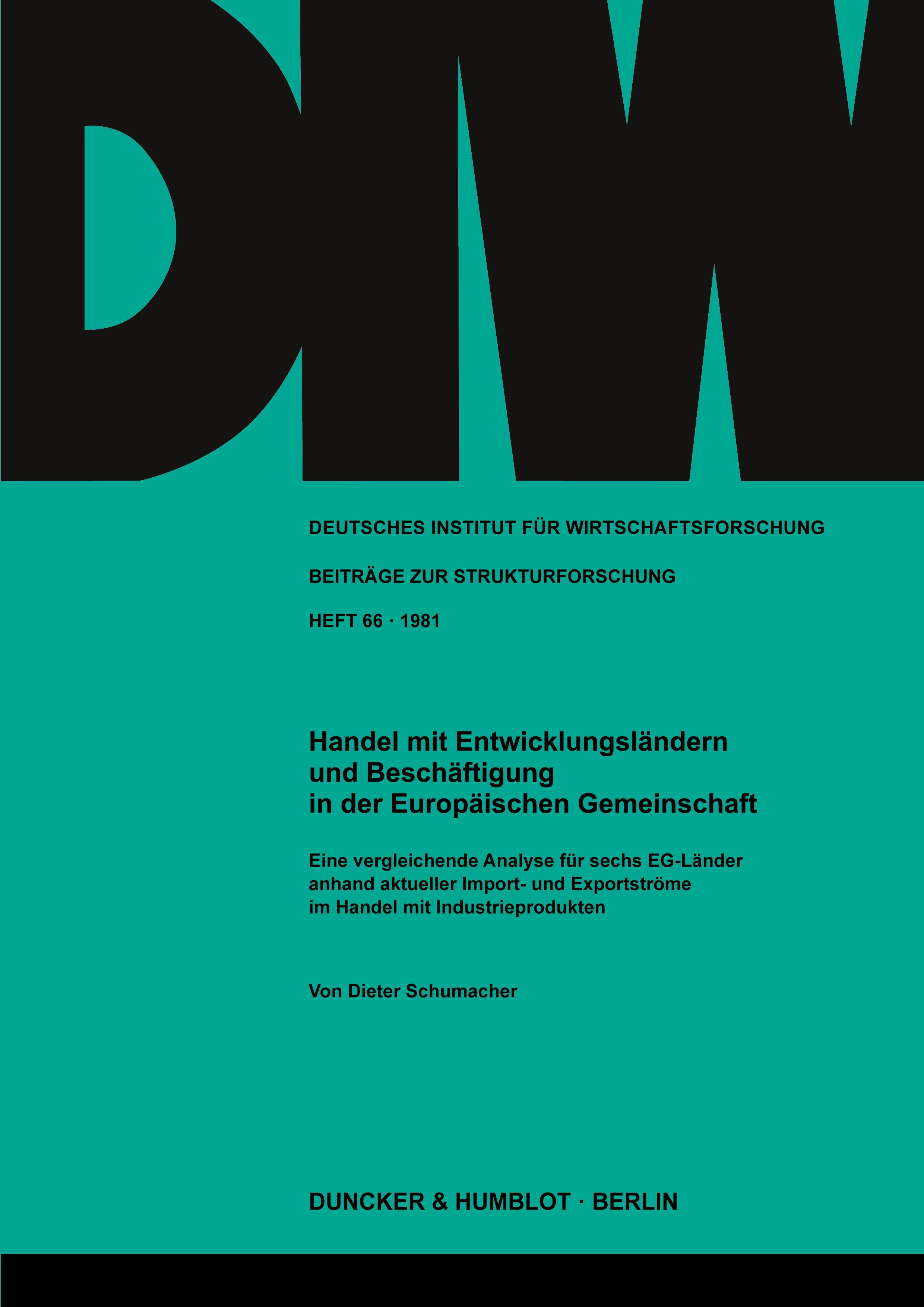 Vorderes Coverbild Handel mit Entwicklungsländern und Beschäftigung in der Europäischen Gemeinschaft.