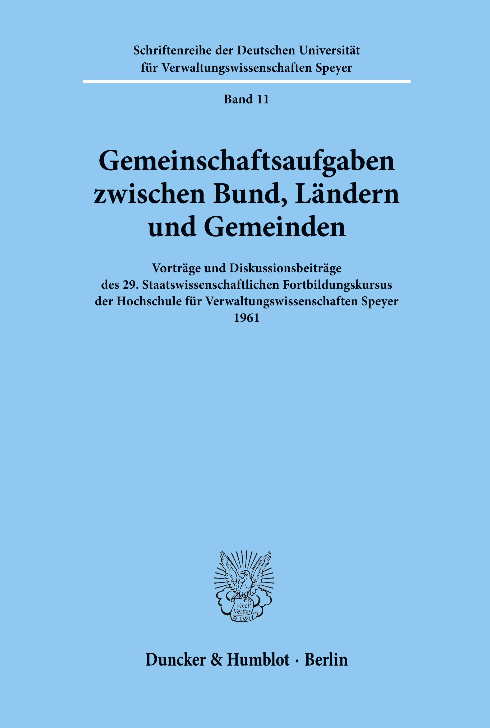 Vorderes Coverbild Gemeinschaftsaufgaben zwischen Bund, Ländern und Gemeinden.