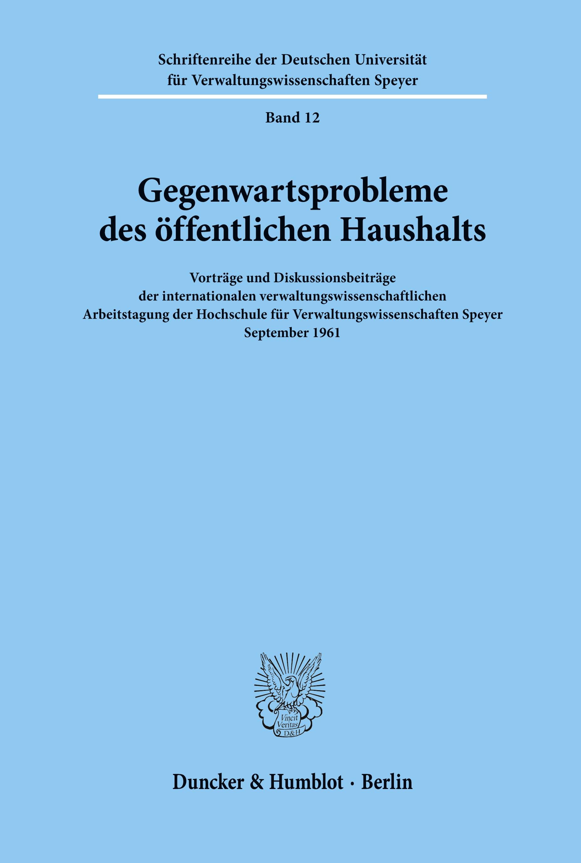 Vorderes Coverbild Gegenwartsprobleme des öffentlichen Haushalts.