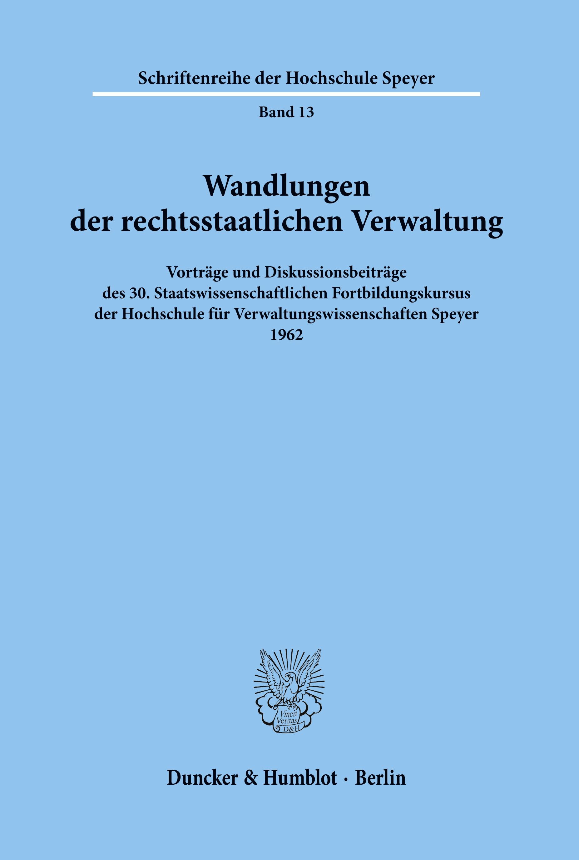 Vorderes Coverbild Wandlungen der rechtsstaatlichen Verwaltung.
