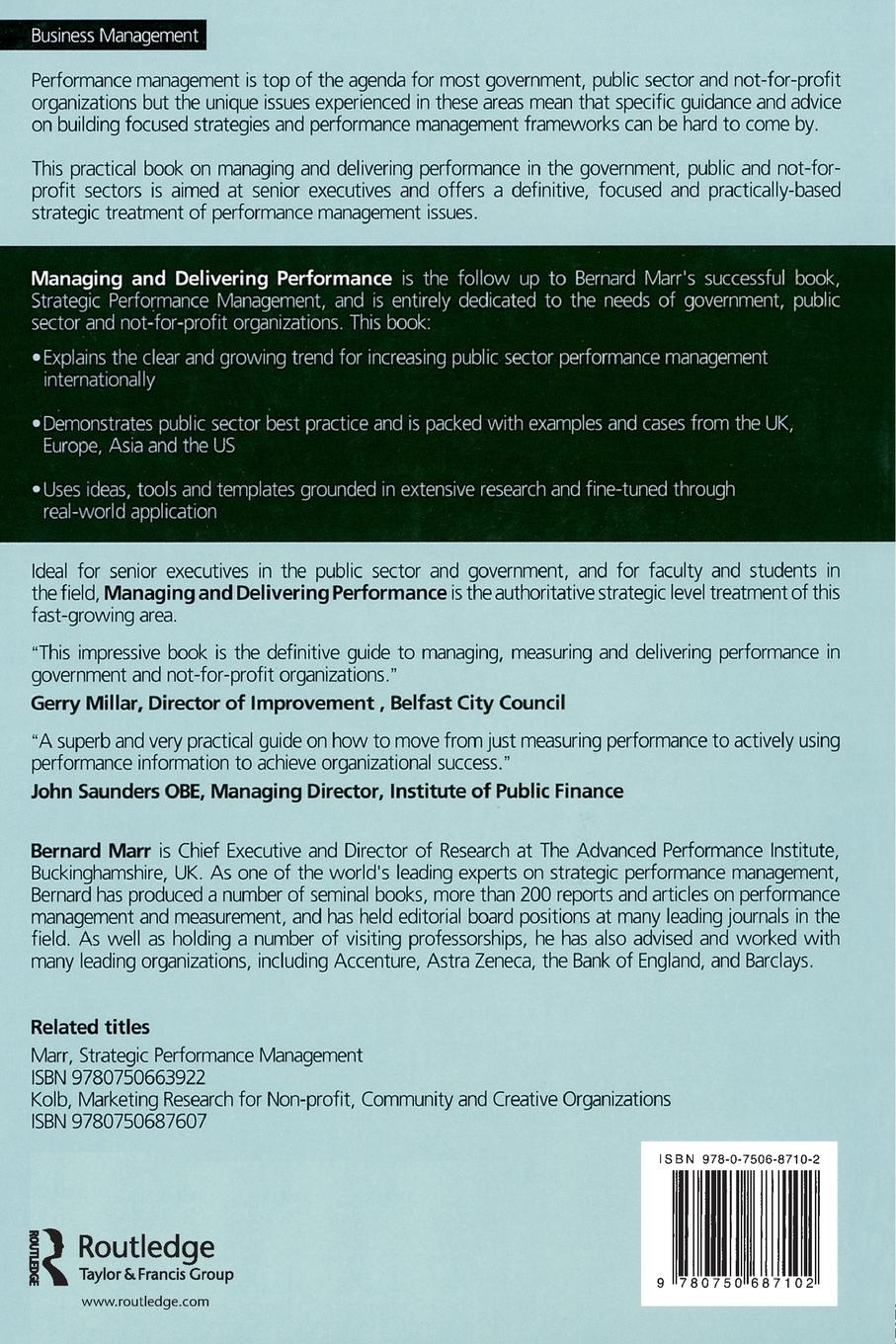 Rückseitencover Managing and Delivering Performance