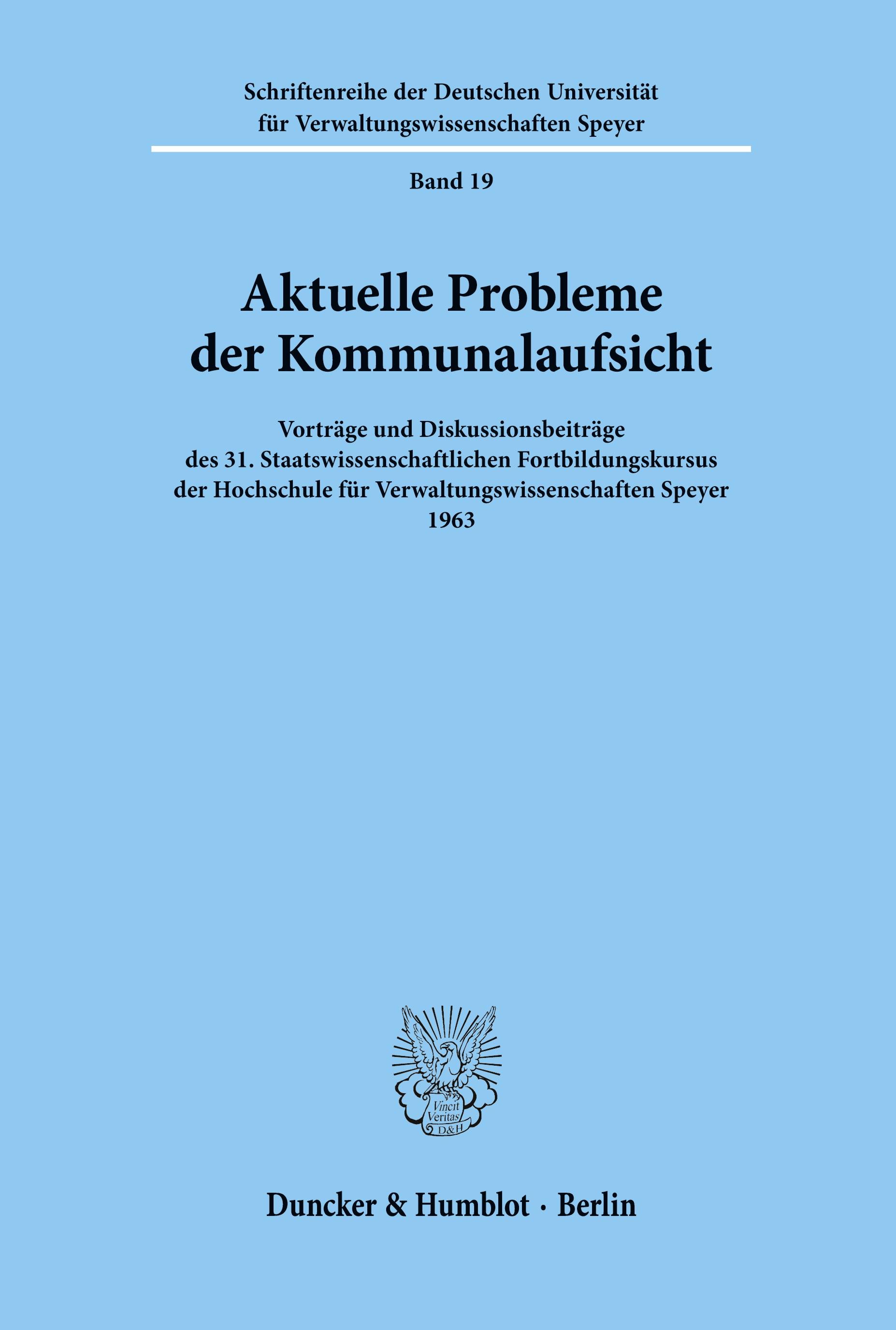 Vorderes Coverbild Aktuelle Probleme der Kommunalaufsicht.