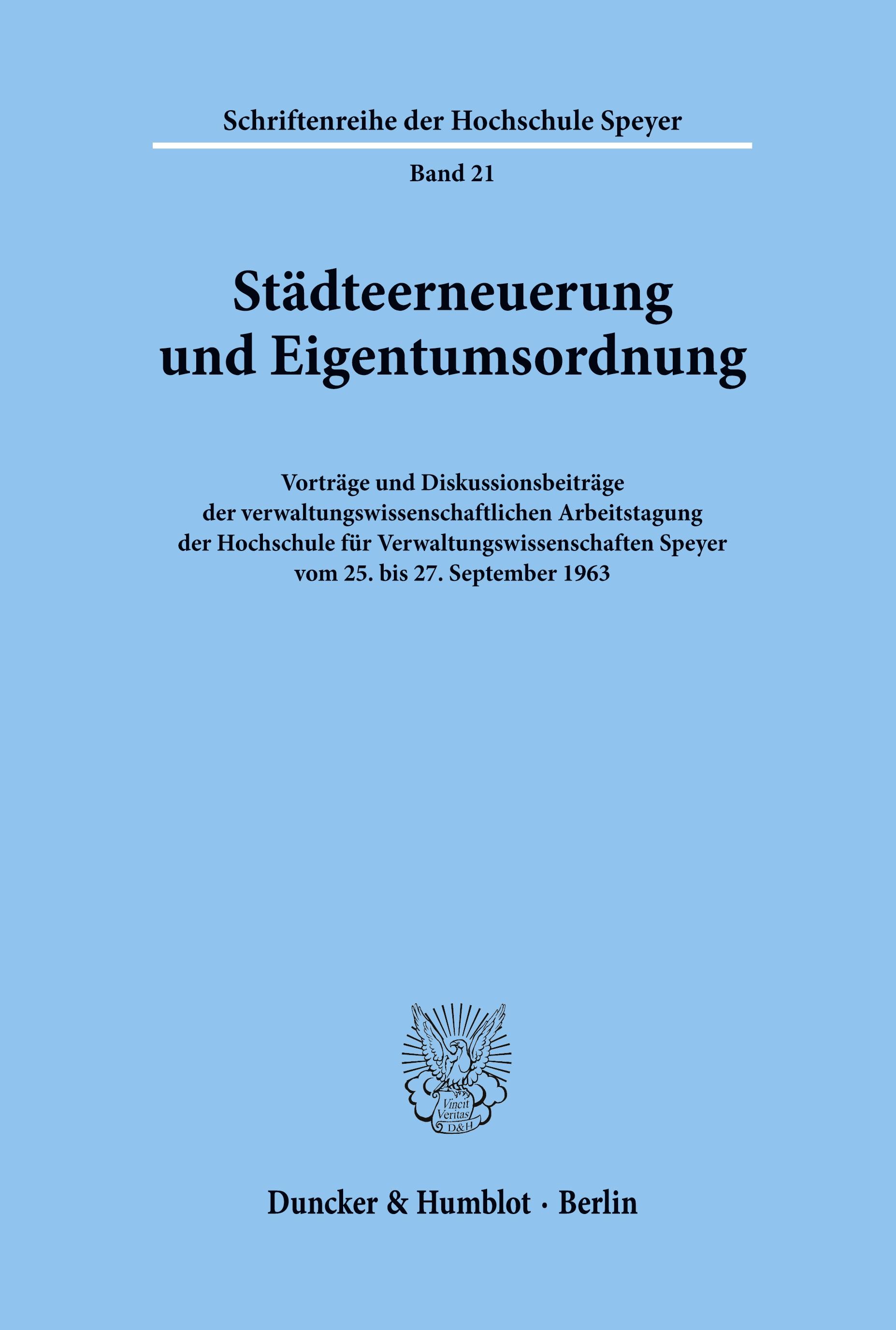 Vorderes Coverbild Städteerneuerung und Eigentumsordnung.