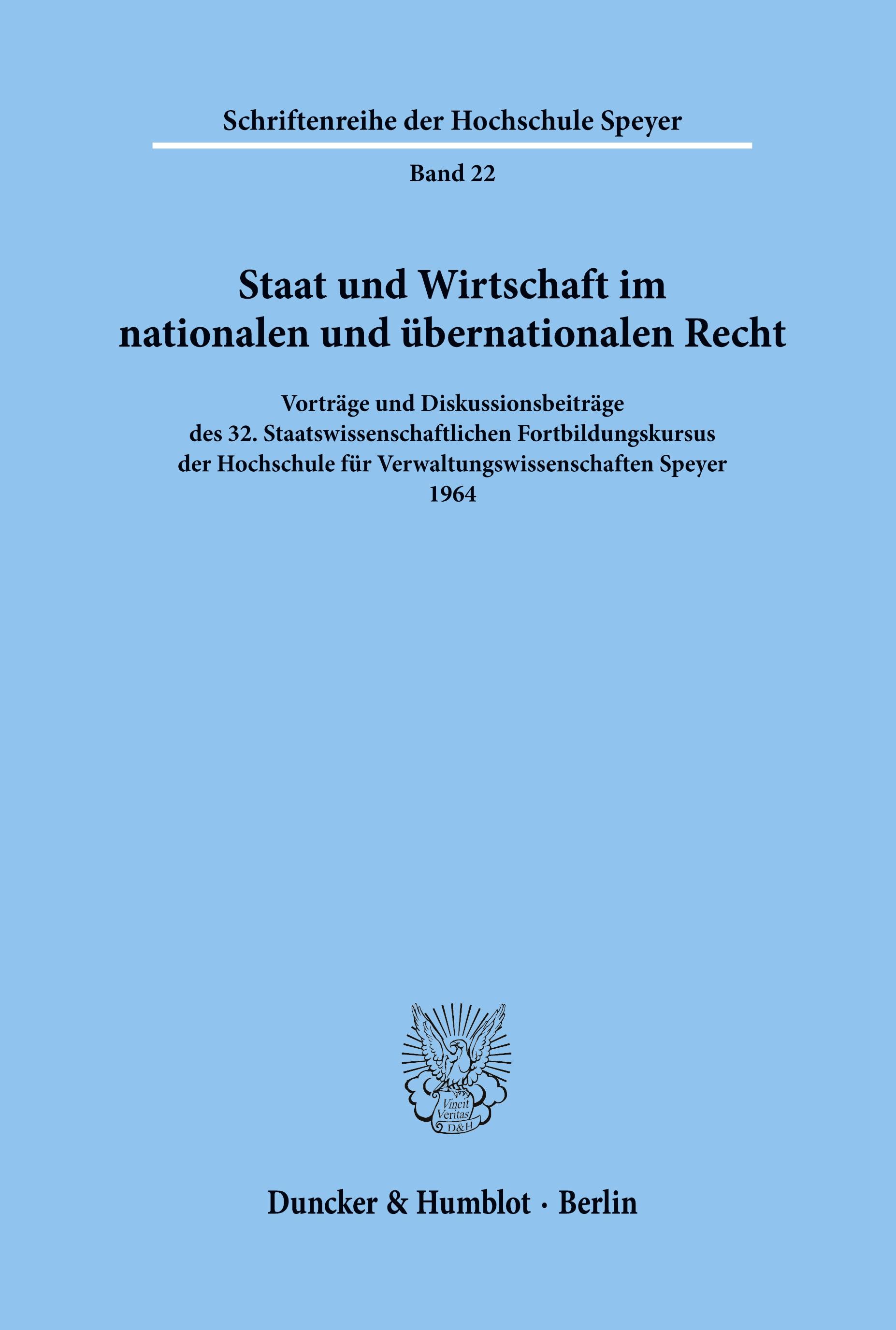 Vorderes Coverbild Staat und Wirtschaft im nationalen und übernationalen Recht.