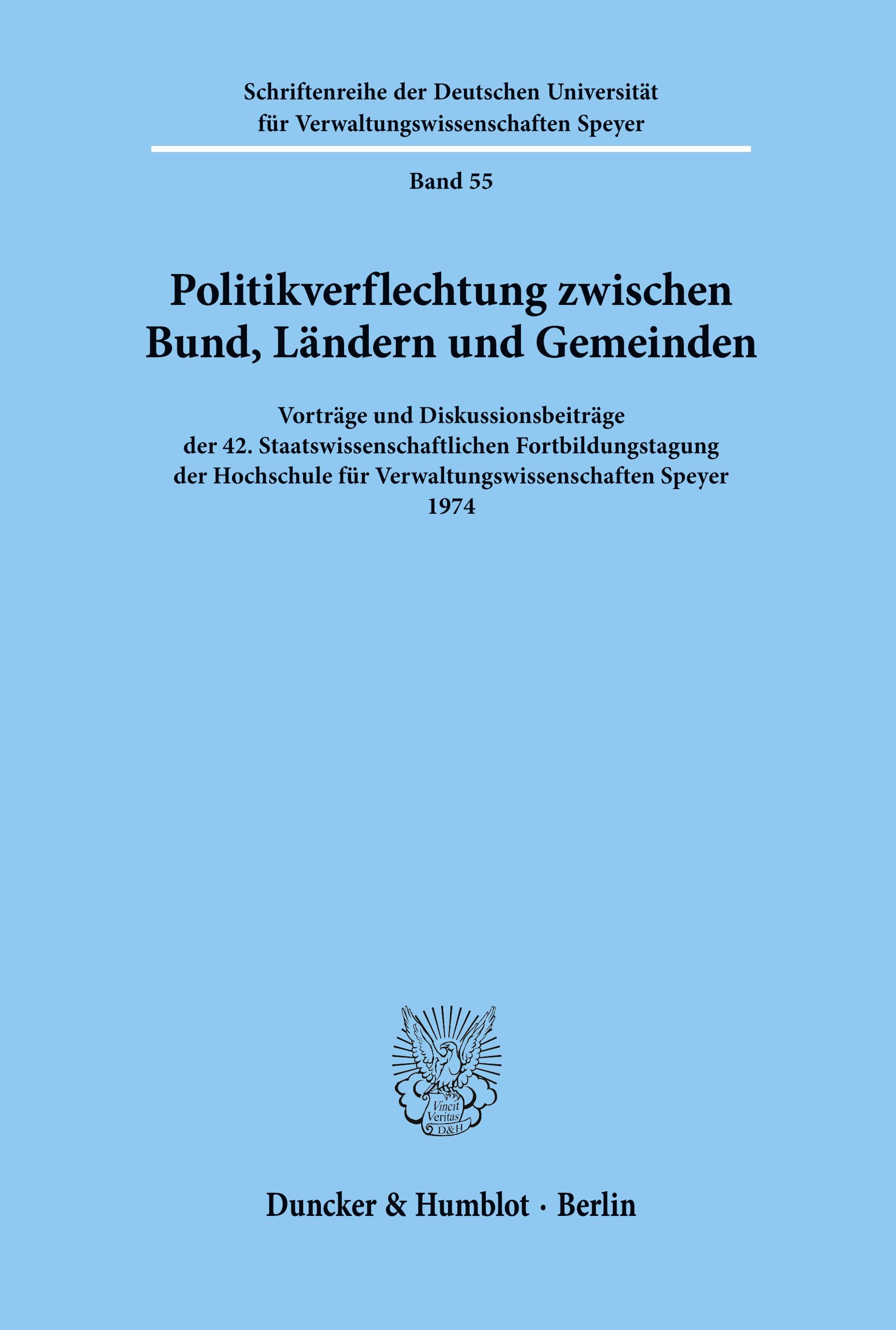 Vorderes Coverbild Politikverflechtung zwischen Bund, Ländern und Gemeinden.