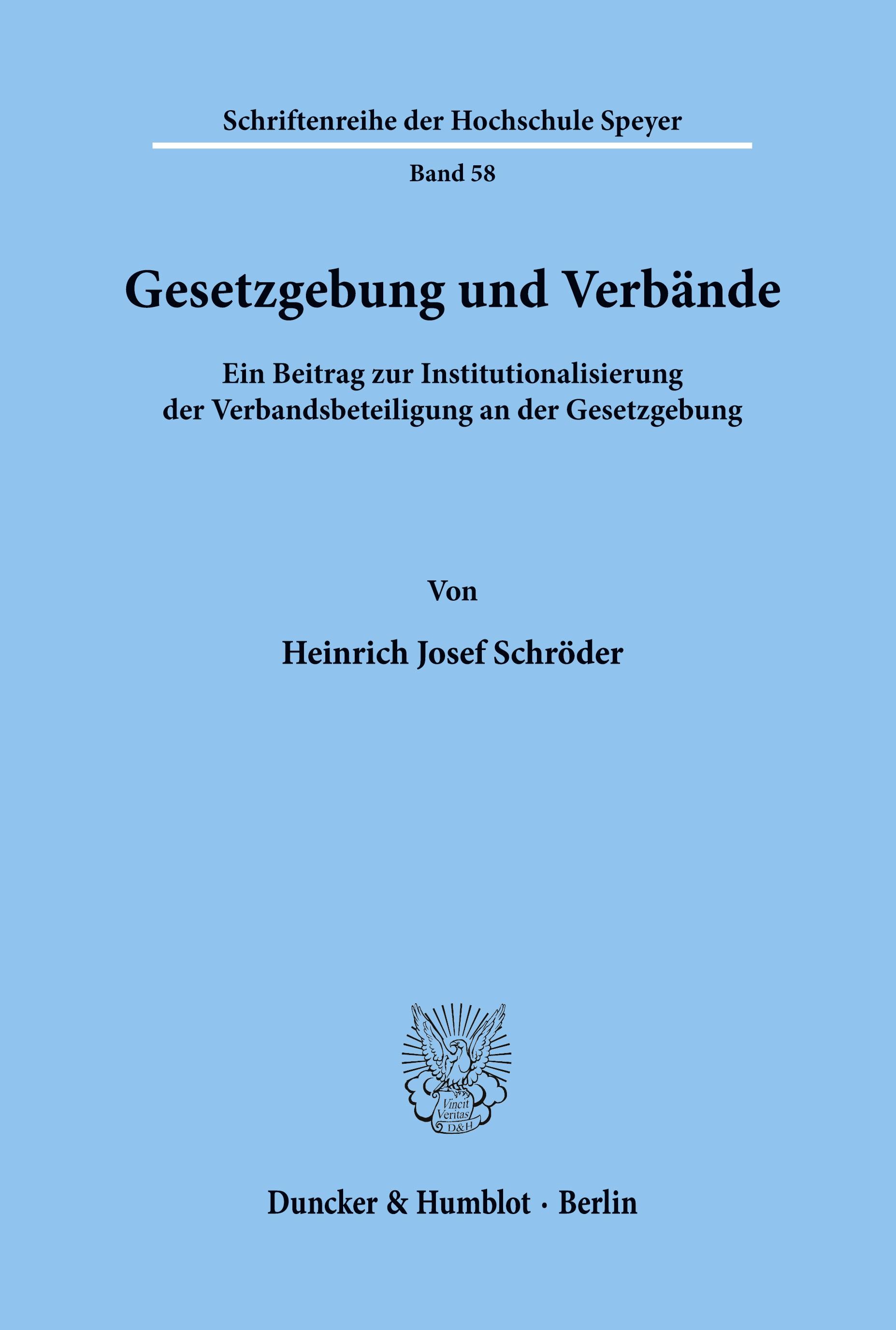 Vorderes Coverbild Gesetzgebung und Verbände.
