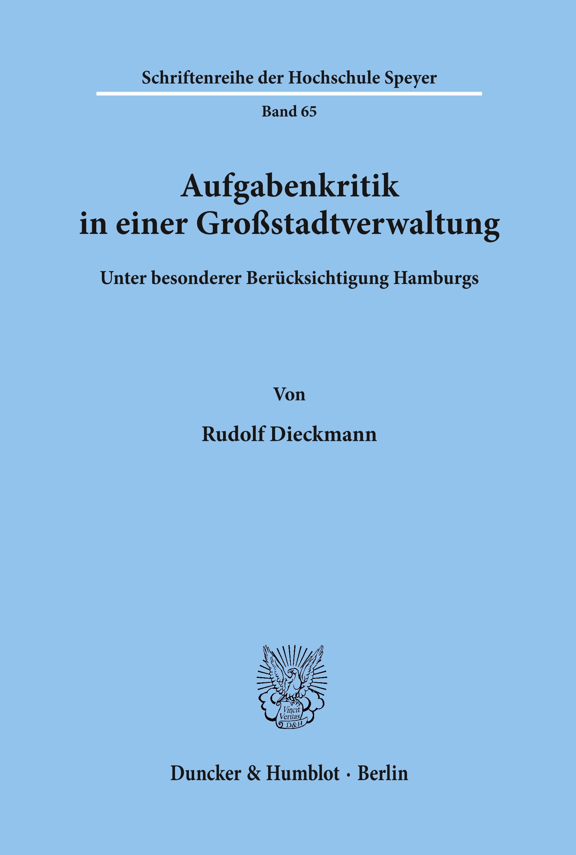 Vorderes Coverbild Aufgabenkritik in einer Großstadtverwaltung