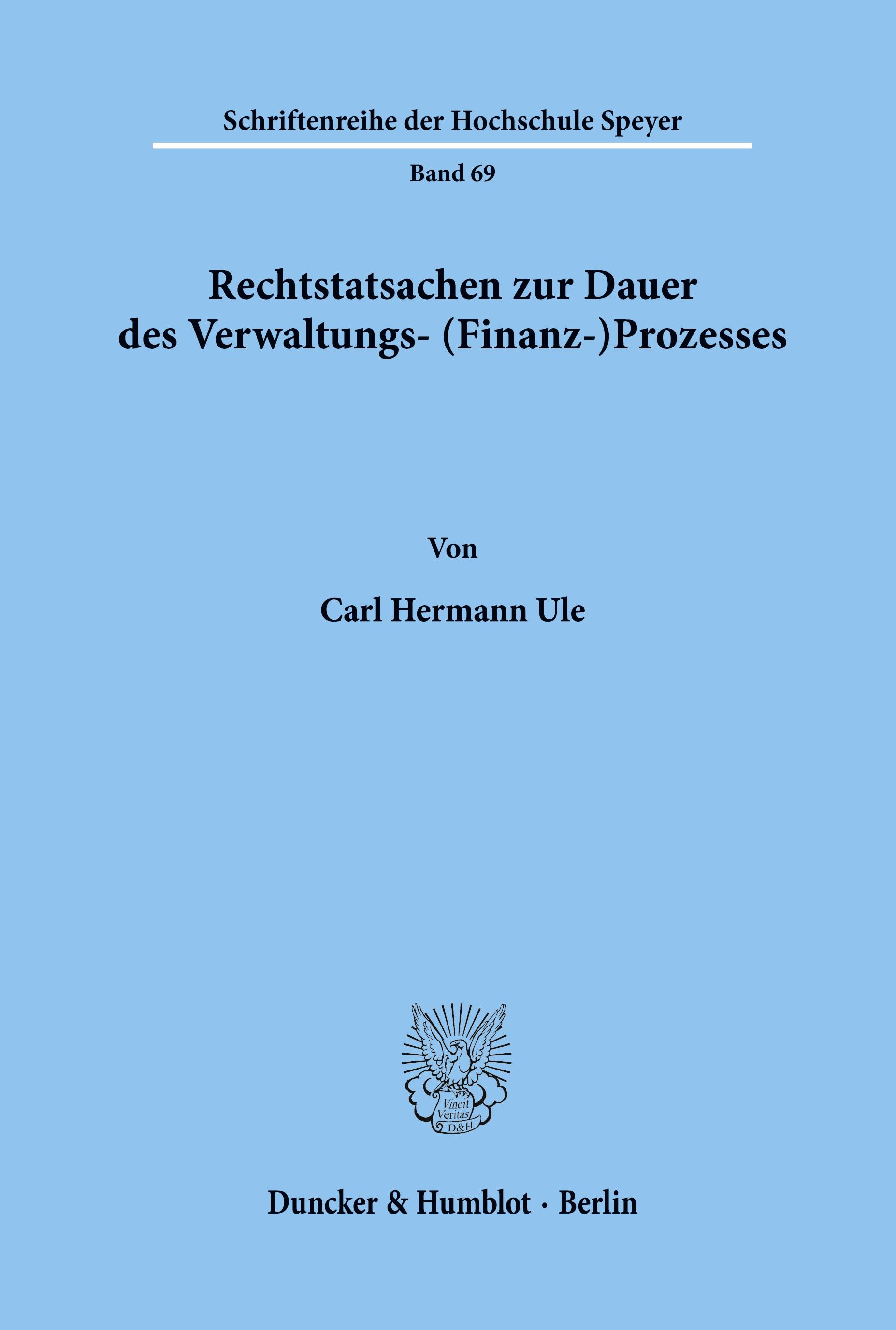 Vorderes Coverbild Rechtstatsachen zur Dauer des Verwaltungs- (Finanz-)Prozesses.