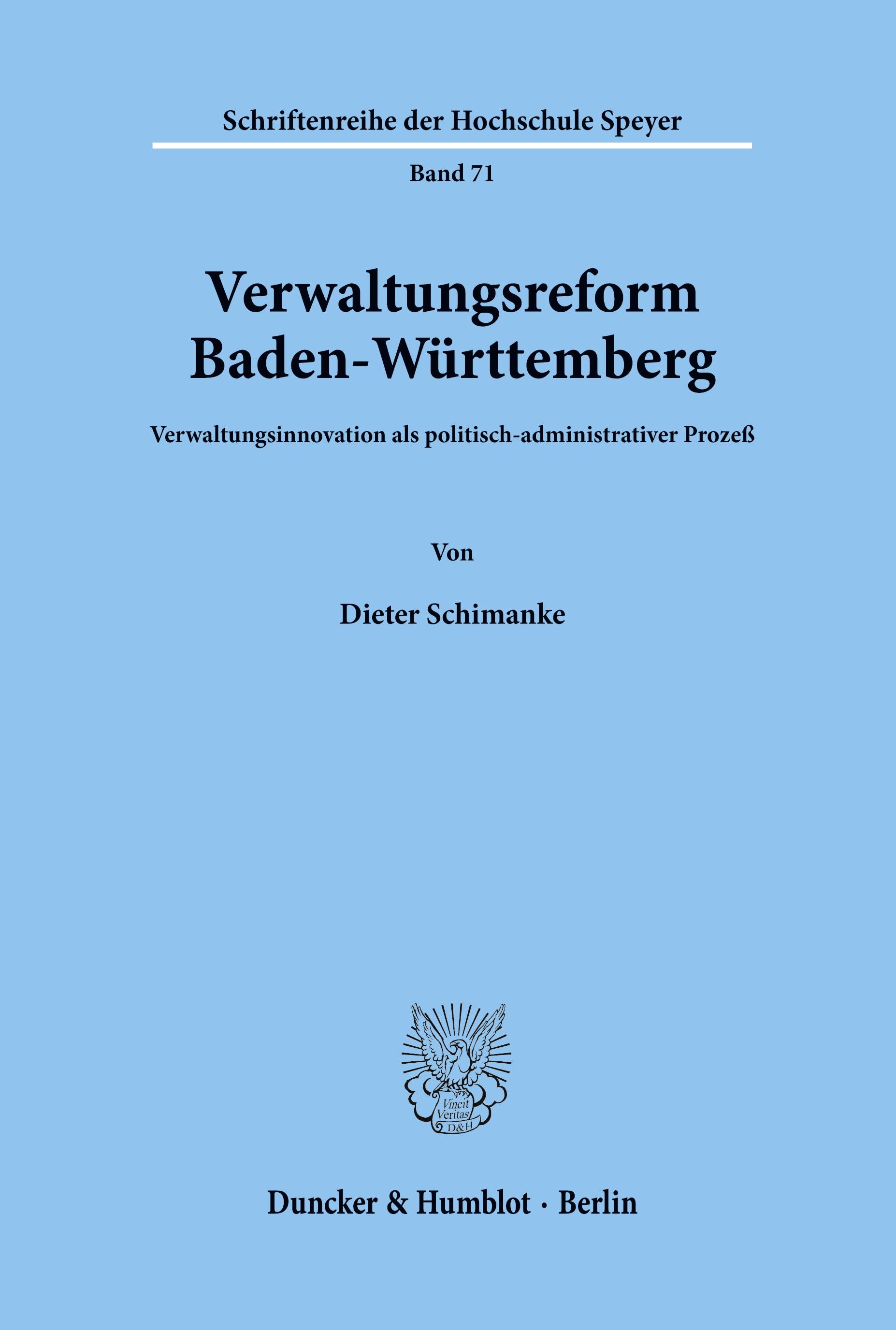 Vorderes Coverbild Verwaltungsreform Baden-Württemberg.