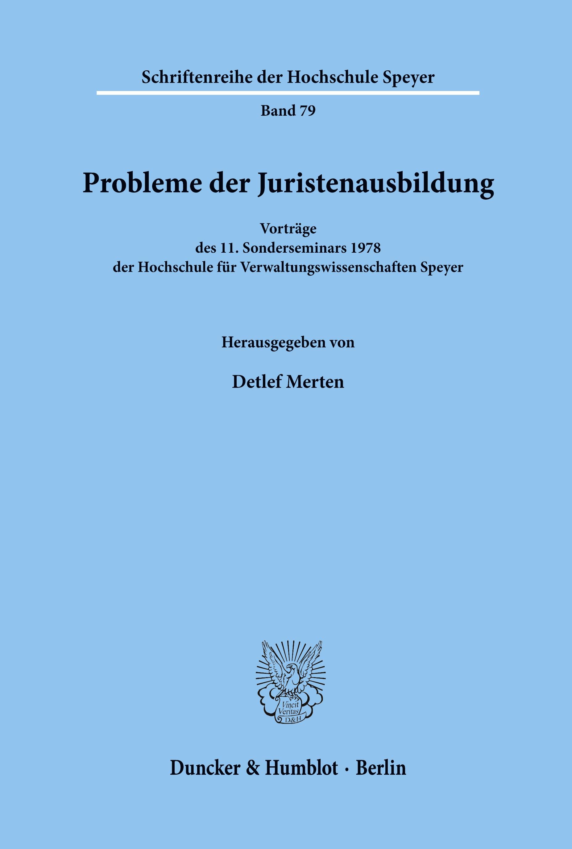 Vorderes Coverbild Probleme der Juristenausbildung.