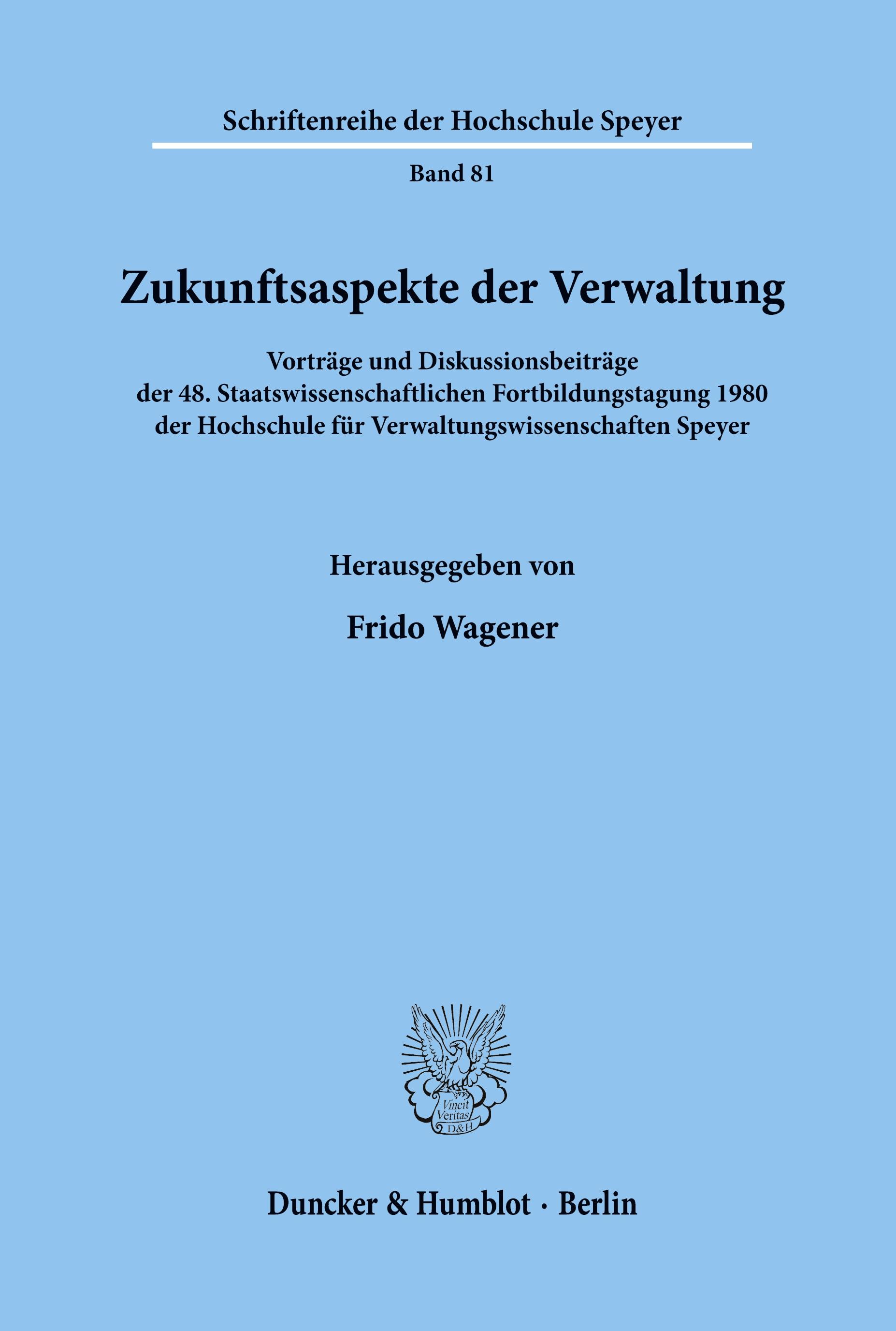 Vorderes Coverbild Zukunftsaspekte der Verwaltung.