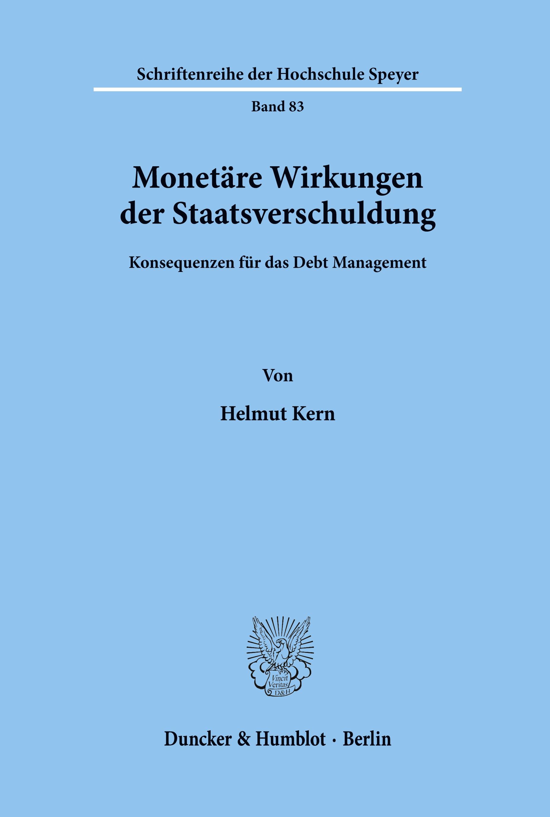 Vorderes Coverbild Monetäre Wirkungen der Staatsverschuldung.