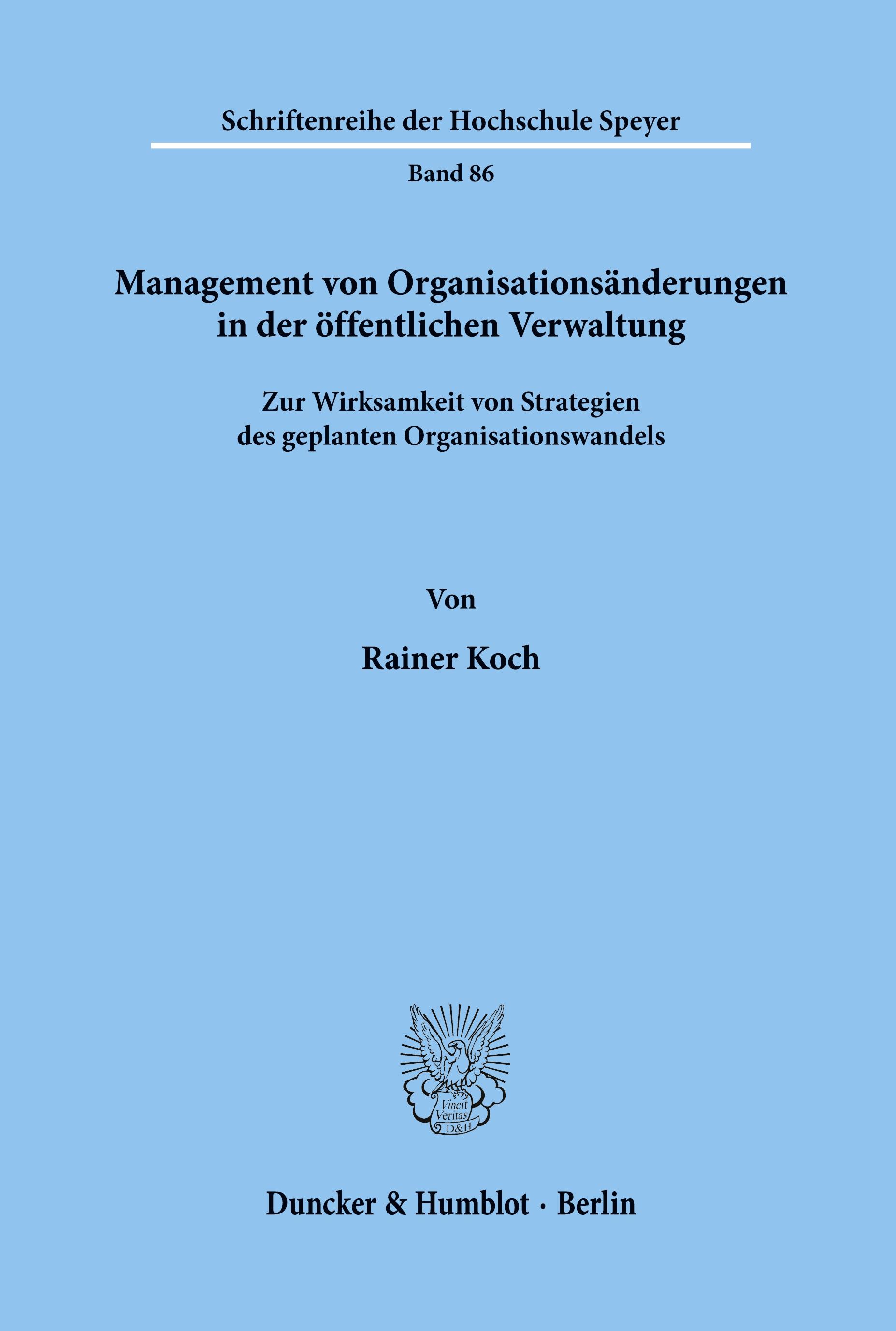 Vorderes Coverbild Management von Organisationsänderungen in der öffentlichen Verwaltung.