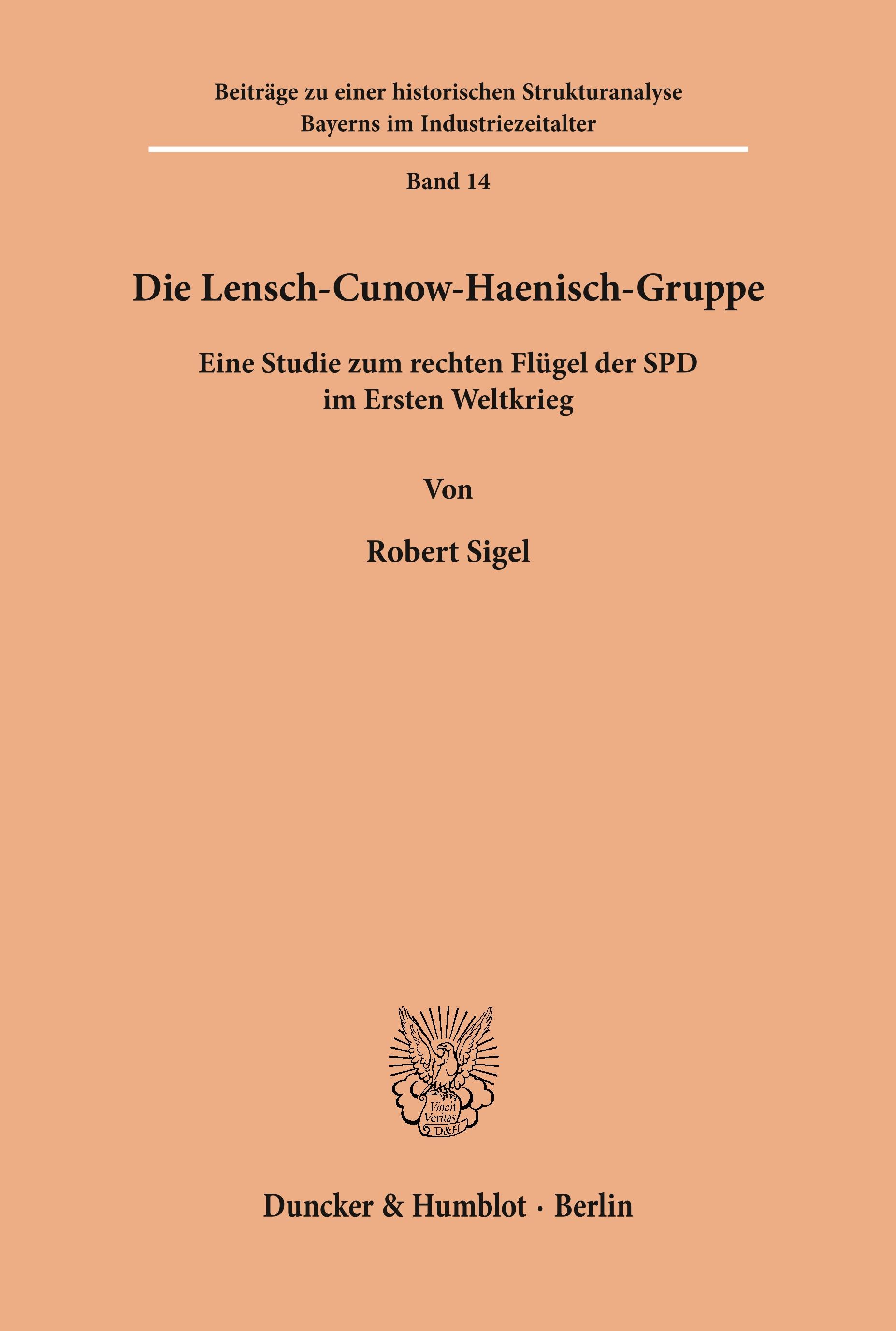 Vorderes Coverbild Die Lensch-Cunow-Haenisch-Gruppe.
