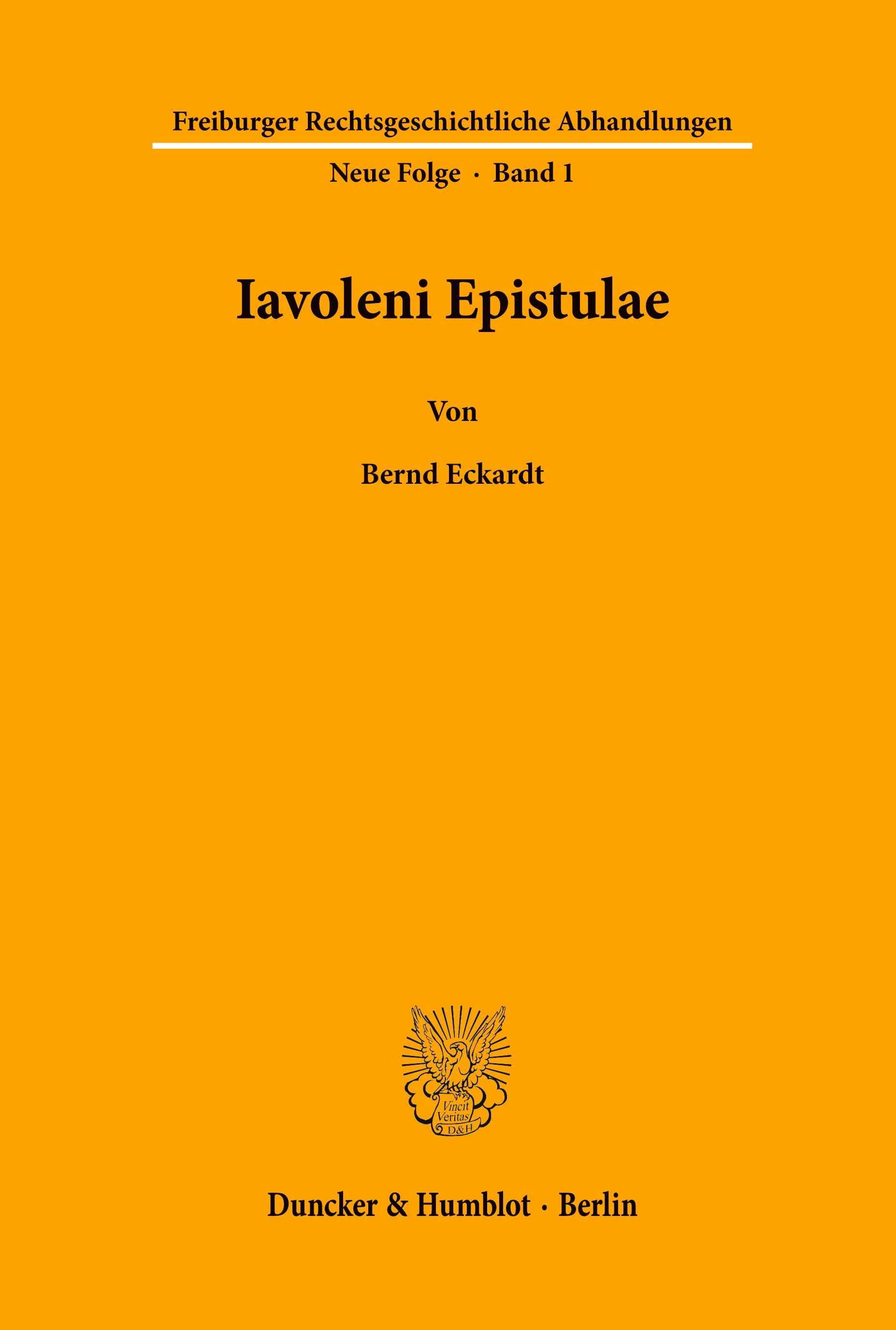 Vorderes Coverbild Iavoleni Epistulae.