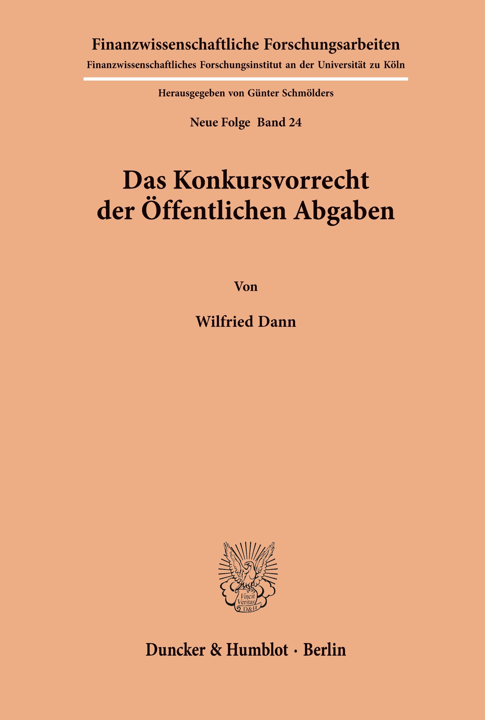 Vorderes Coverbild Das Konkursvorrecht der Öffentlichen Abgaben.
